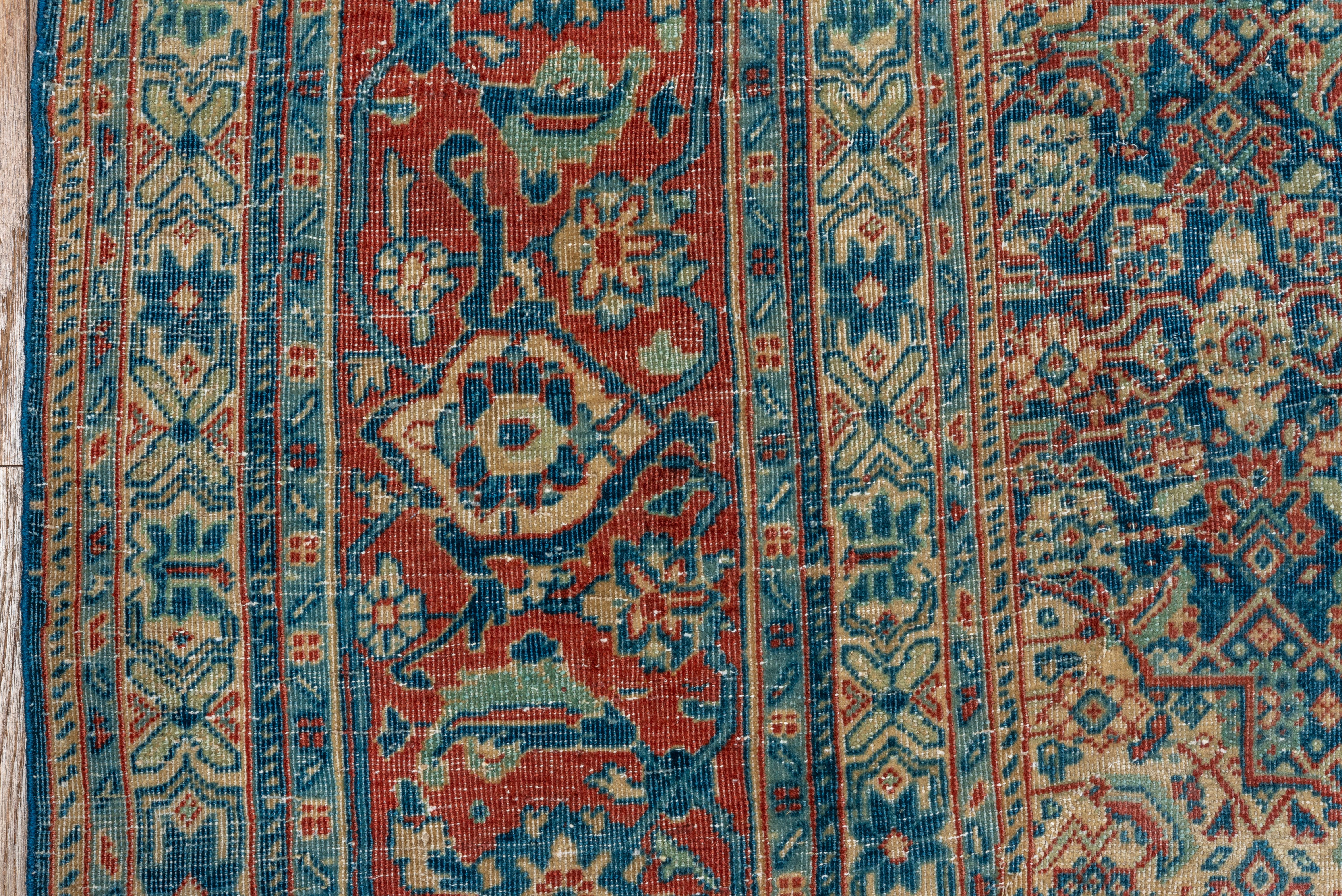 Mid-20th Century Finely Woven Antique Tabriz Rug, Blue and Red Tones For Sale