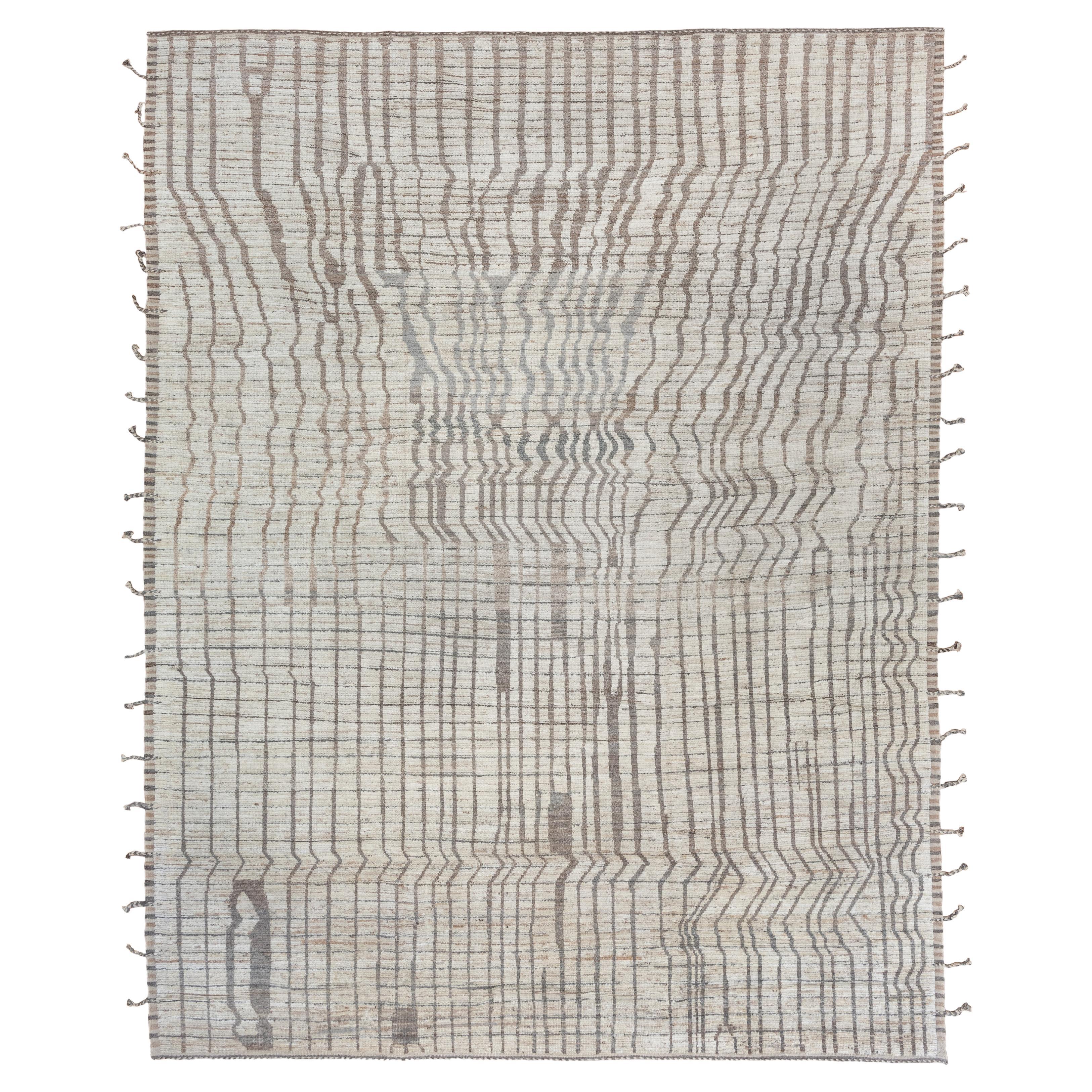 Eliko Rugs by David Ariel Rustic Hand Knotted Tulu Rug with Natural Tones For Sale
