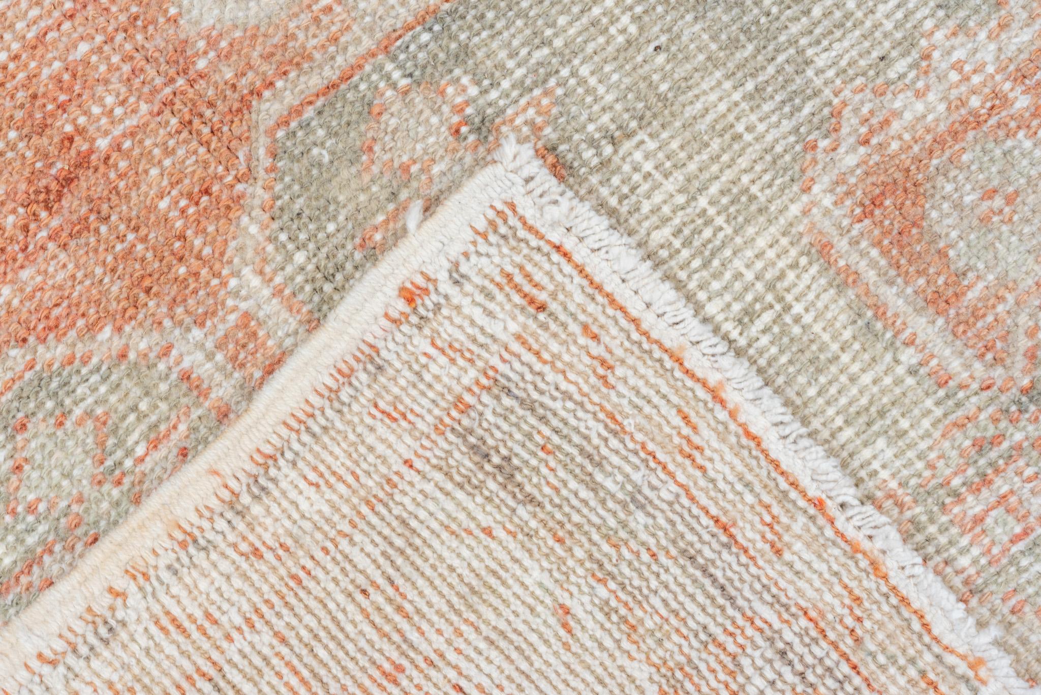 Hand-Knotted Eliko Rugs by David Ariel Stunning Gray and Orange Vintage Oushak Rug For Sale