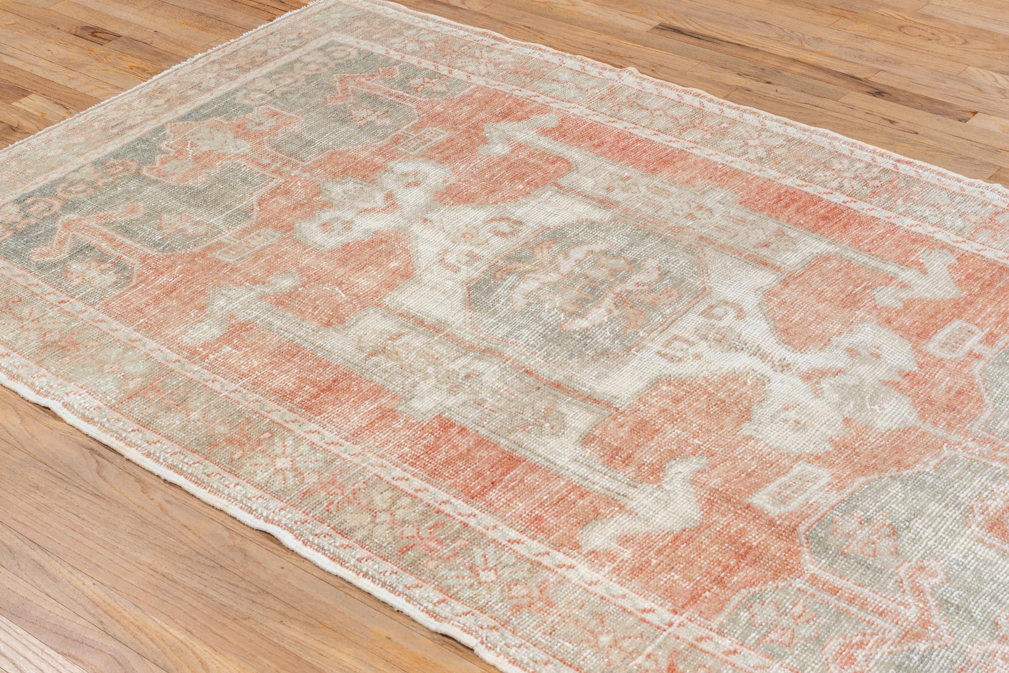 20th Century Eliko Rugs by David Ariel Stunning Gray and Orange Vintage Oushak Rug For Sale