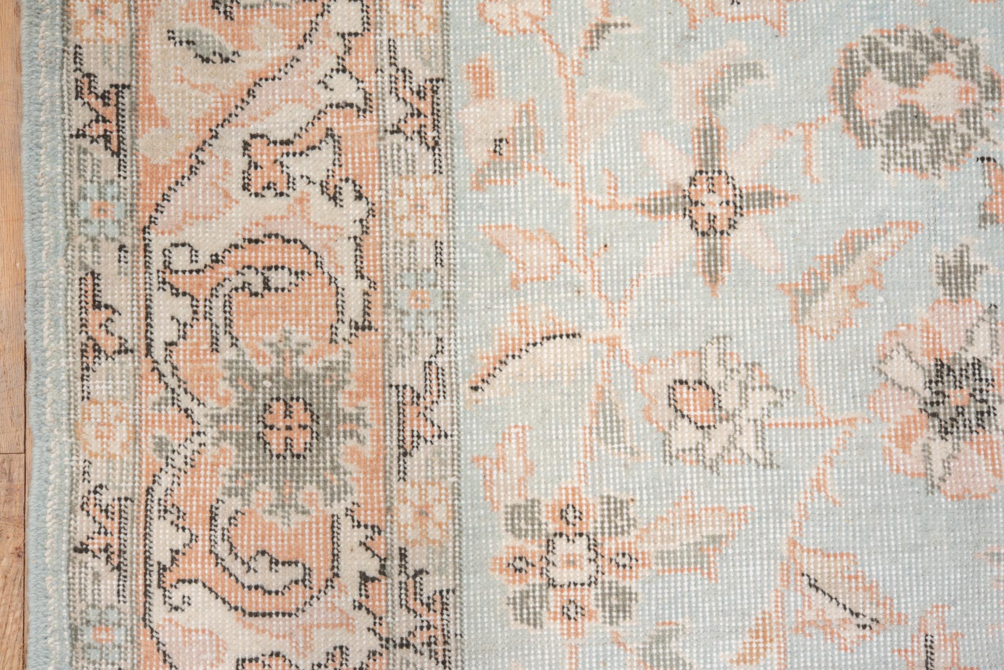 Hand-Knotted Eliko Rugs by David Ariel Turkish Sparta Rug, Aqua Field, Salmon Borders For Sale