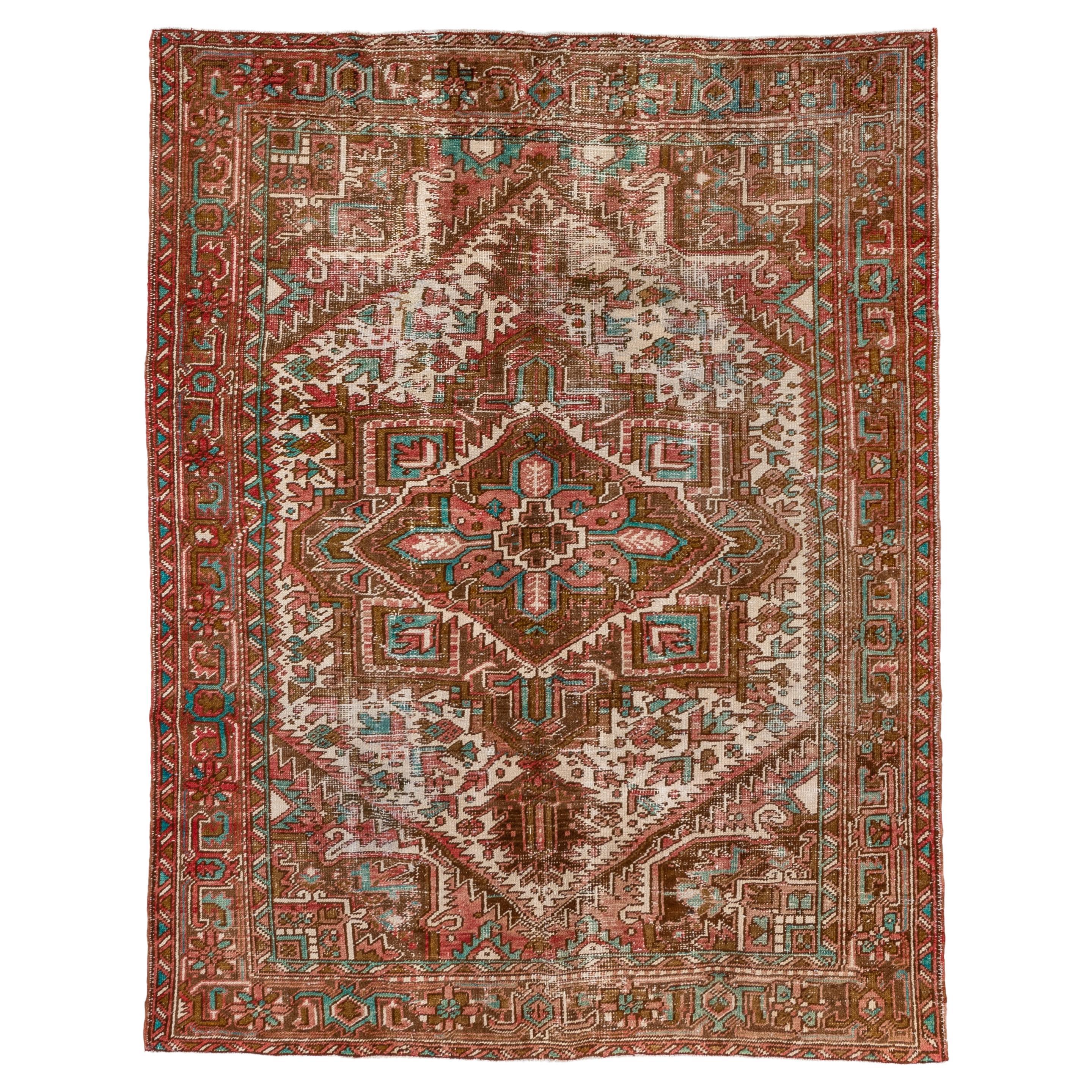Eliko Rugs by David Ariel Unusual Antique Heriz Rug with Interesting Colors For Sale