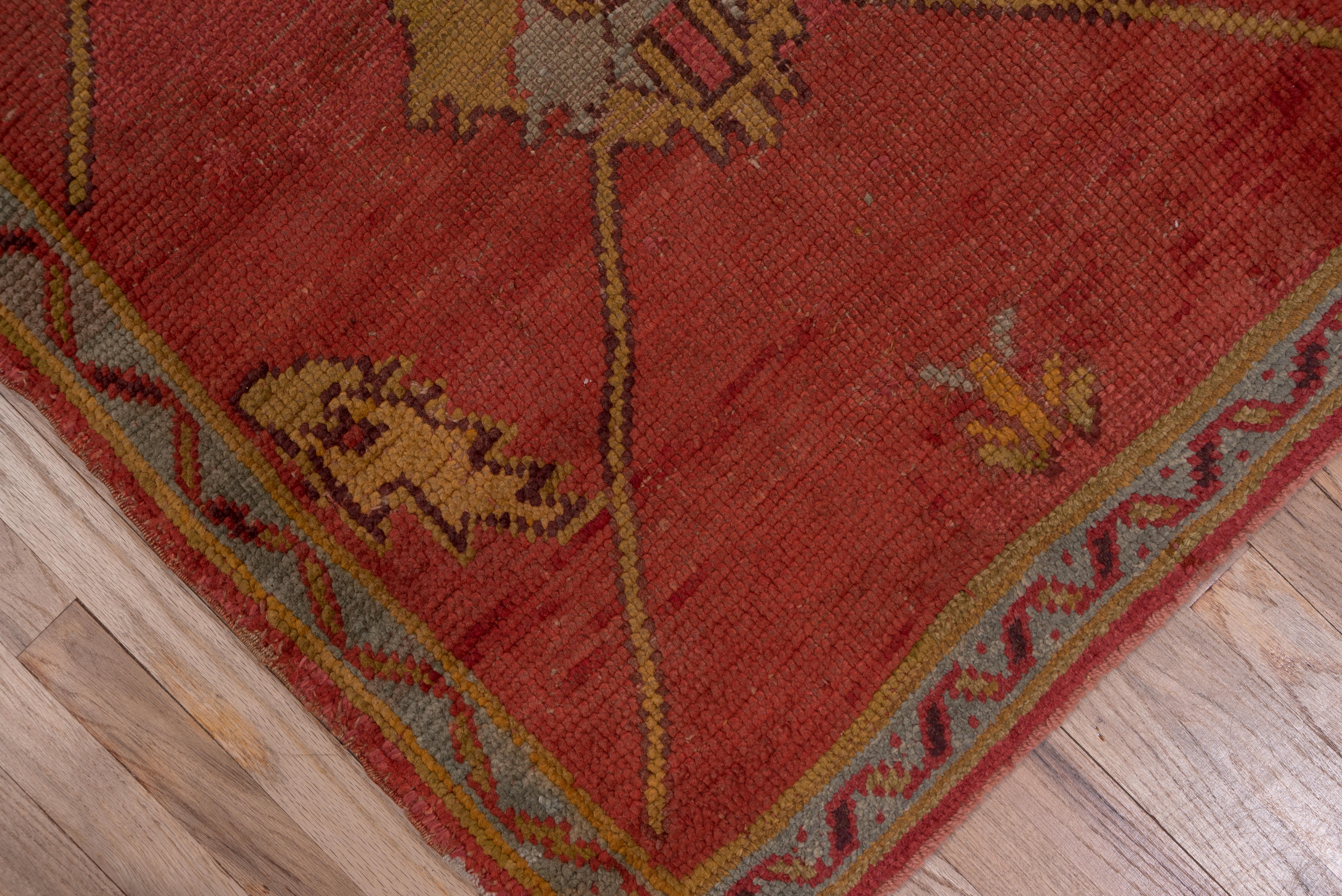 Early 20th Century Eliko Rugs by David Ariel Unusual Antique Turkish Oushak Runner, Red Field For Sale