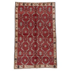 Eliko Rugs by David Ariel Vintage Oushak Teppich, Rotes Allover-Feld, Hochflor