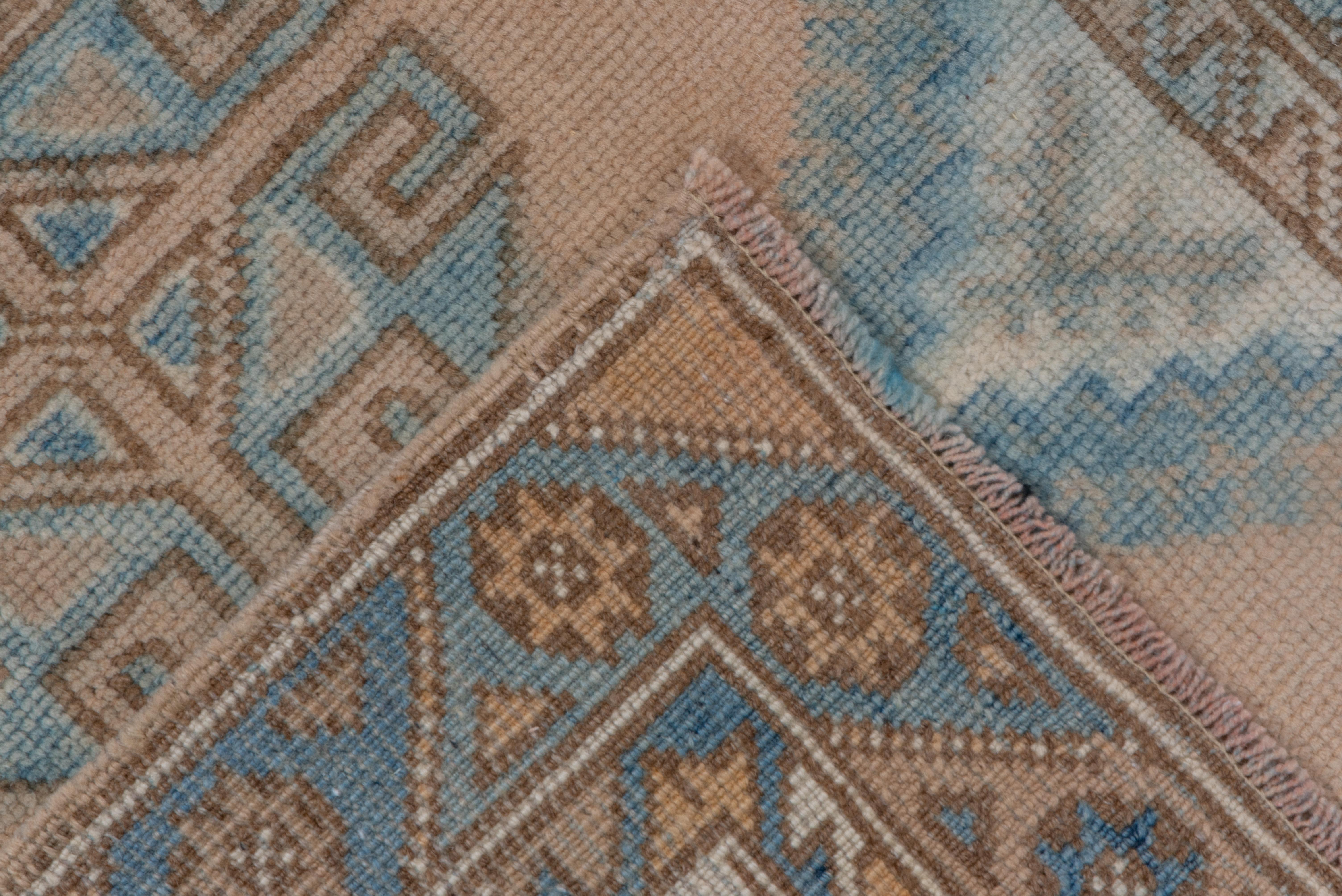Mid-20th Century Eliko Rugs by David Ariel Vintage Peach and Blue Oushak Short Runner For Sale
