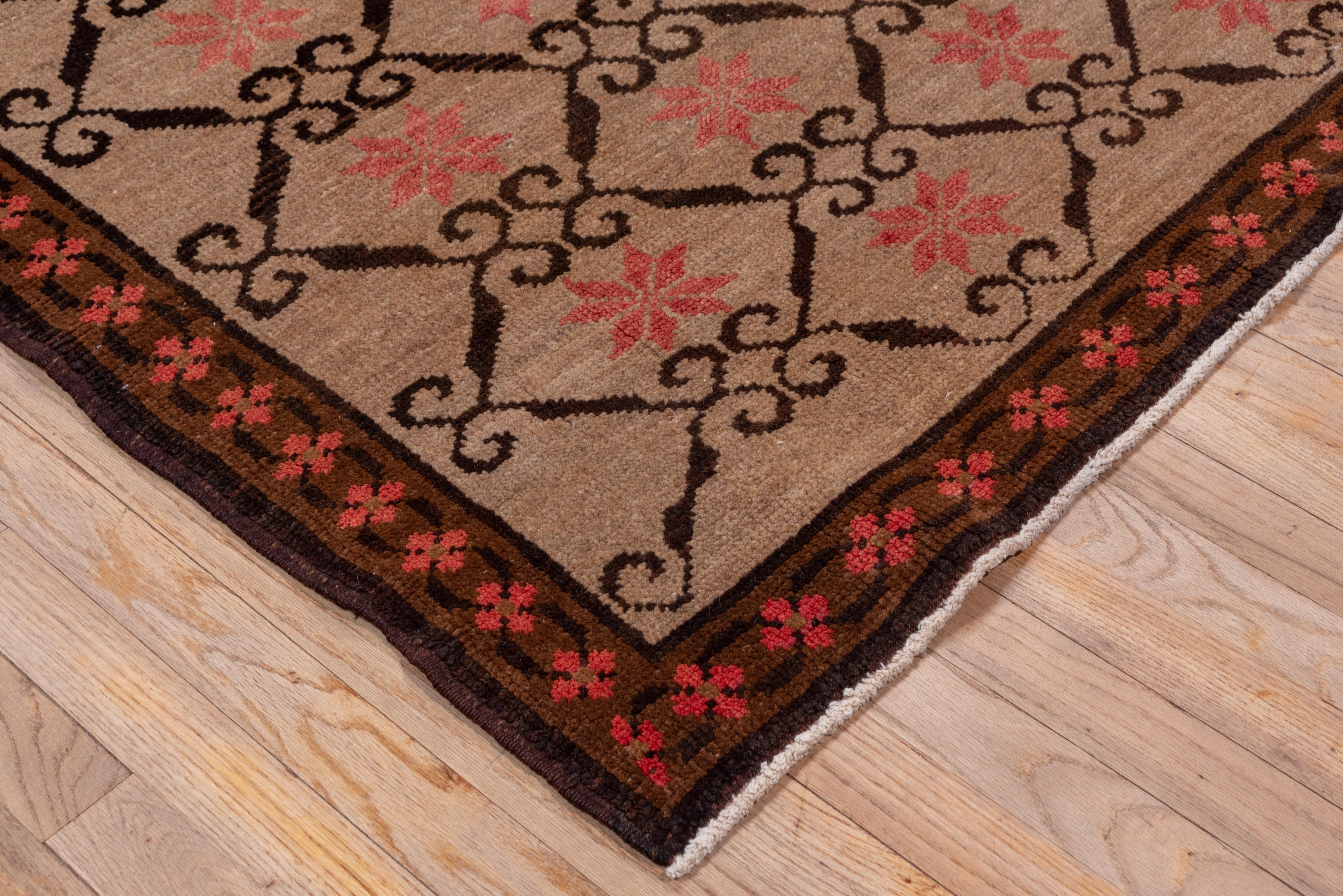 Wool Eliko Rugs By David Ariel Vintage Turkish Kars Rug, Brown Palette For Sale