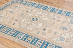 Eliko Rugs by David Ariel Vintage Turkish Oushak Rug, Peach FIeld, Blue Borders