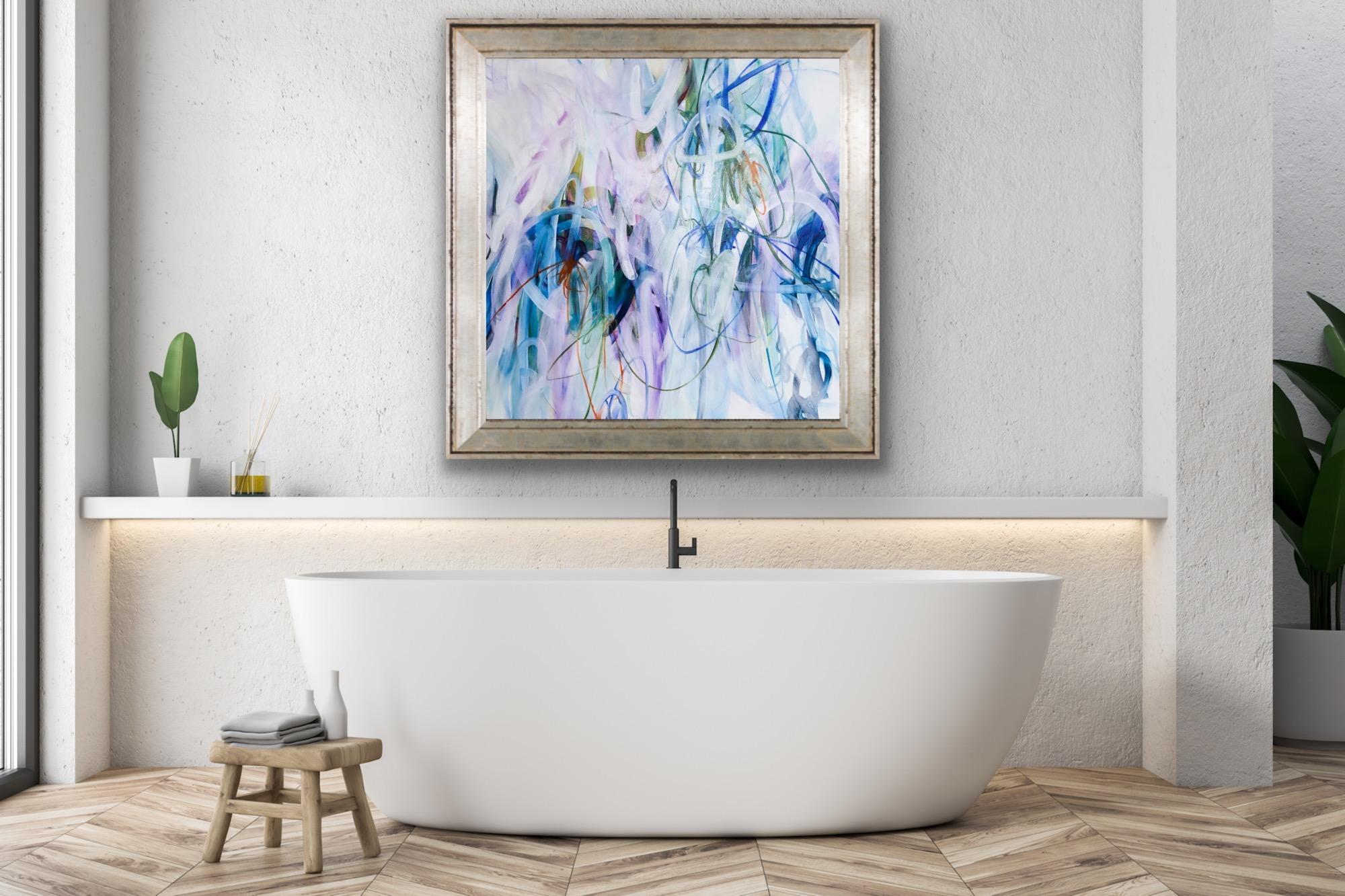 Harmony intérieure, huile, acrylique et pastel abstrait à l'huile 80 x 80 cm - Expressionnisme abstrait Mixed Media Art par Elin Kereby