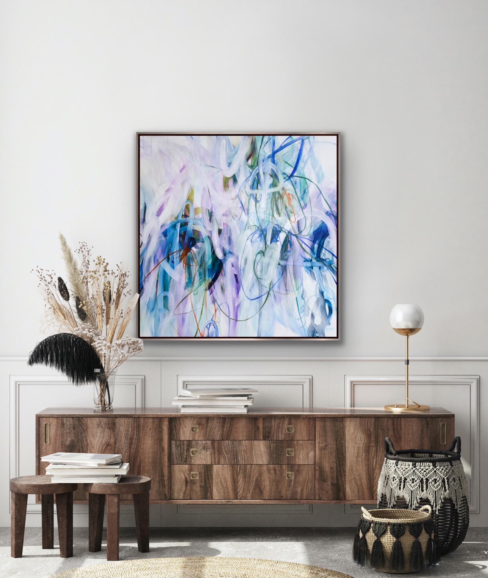 Harmony intérieure, huile, acrylique et pastel abstrait à l'huile 80 x 80 cm en vente 3