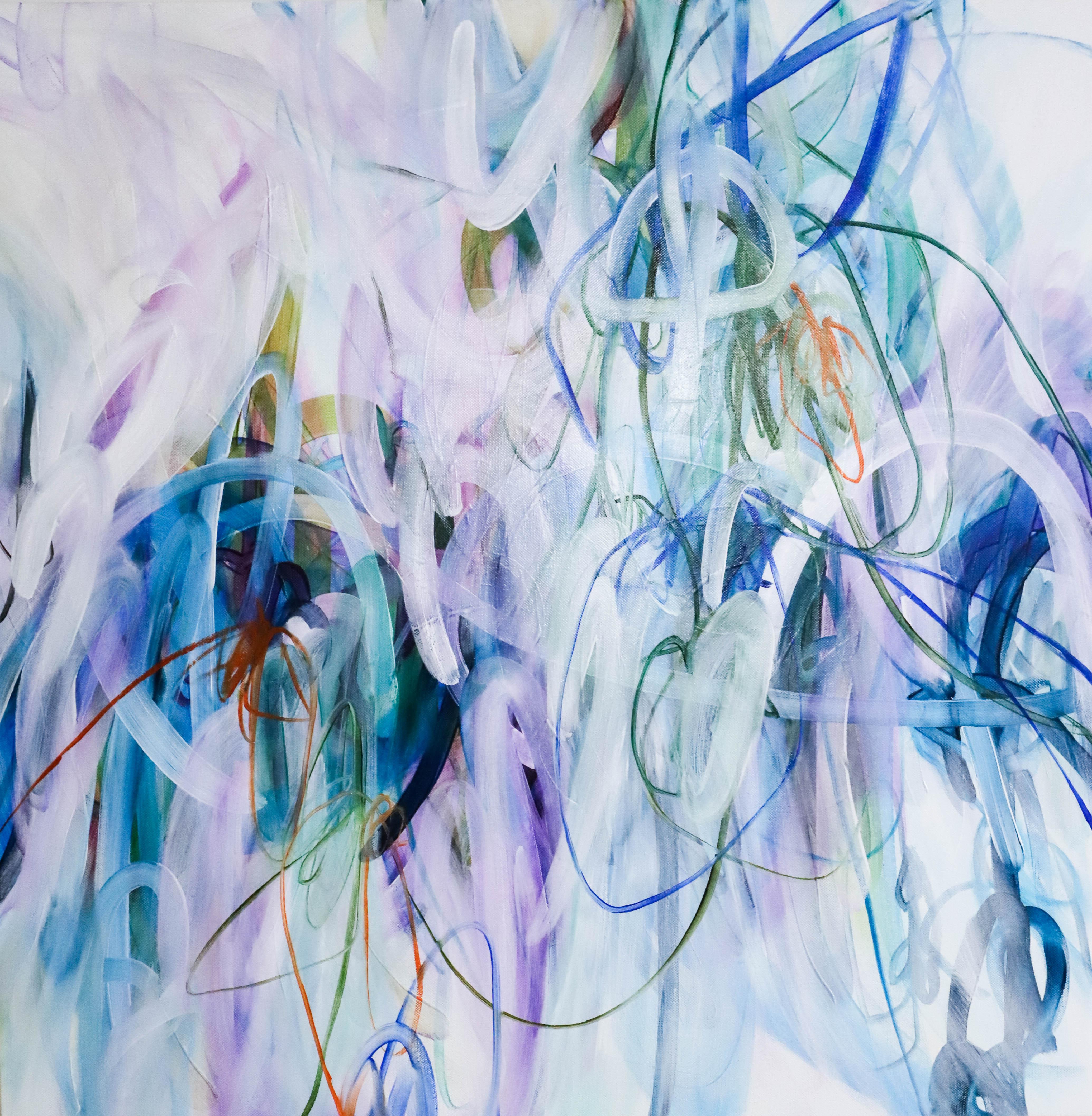 Harmony intérieure, huile, acrylique et pastel abstrait à l'huile 80 x 80 cm - Mixed Media Art de Elin Kereby