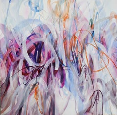 Wisdom intuitive, huile, acryliques et peinture à l'huile abstraite pastel 80 x 80 cm