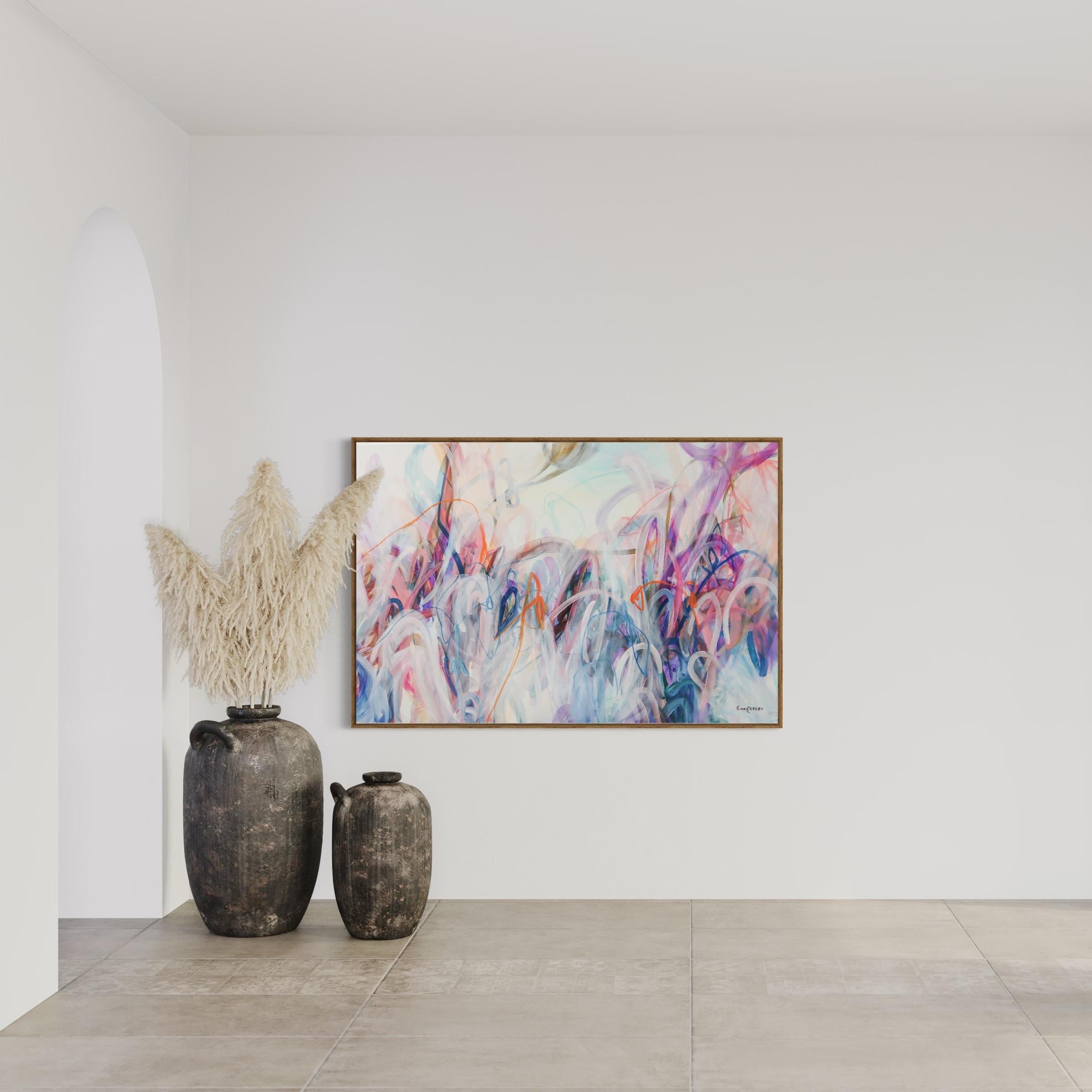 Amour inconditionnel, huile, acrylique et pastel abstrait à l'huile 100 x 150 cm - Expressionnisme abstrait Mixed Media Art par Elin Kereby