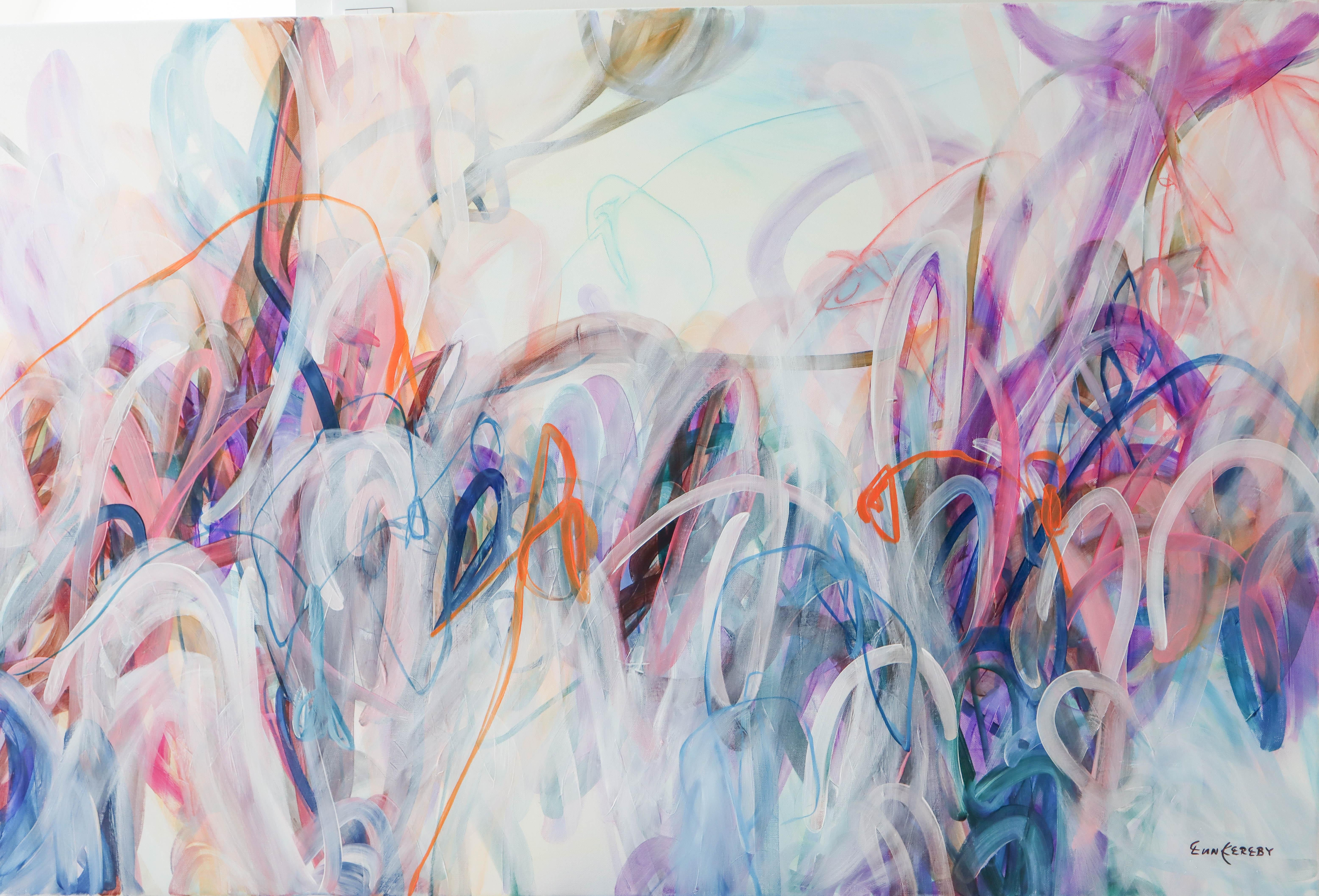 Amour inconditionnel, huile, acrylique et pastel abstrait à l'huile 100 x 150 cm