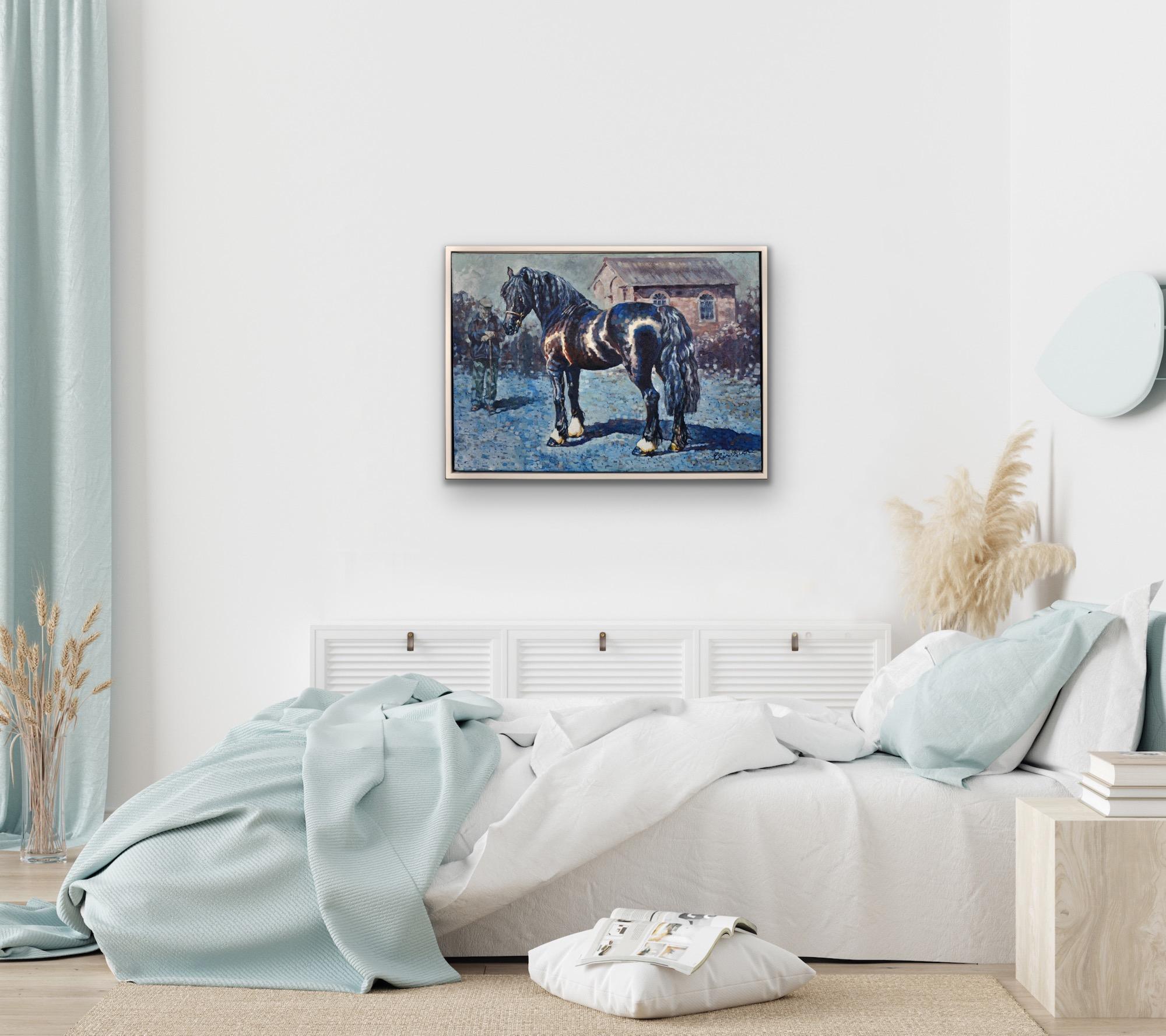 Fronarth Northern Star Welsh Cob Reitpferd Einheimische Rasse Ölgemälde im Angebot 10