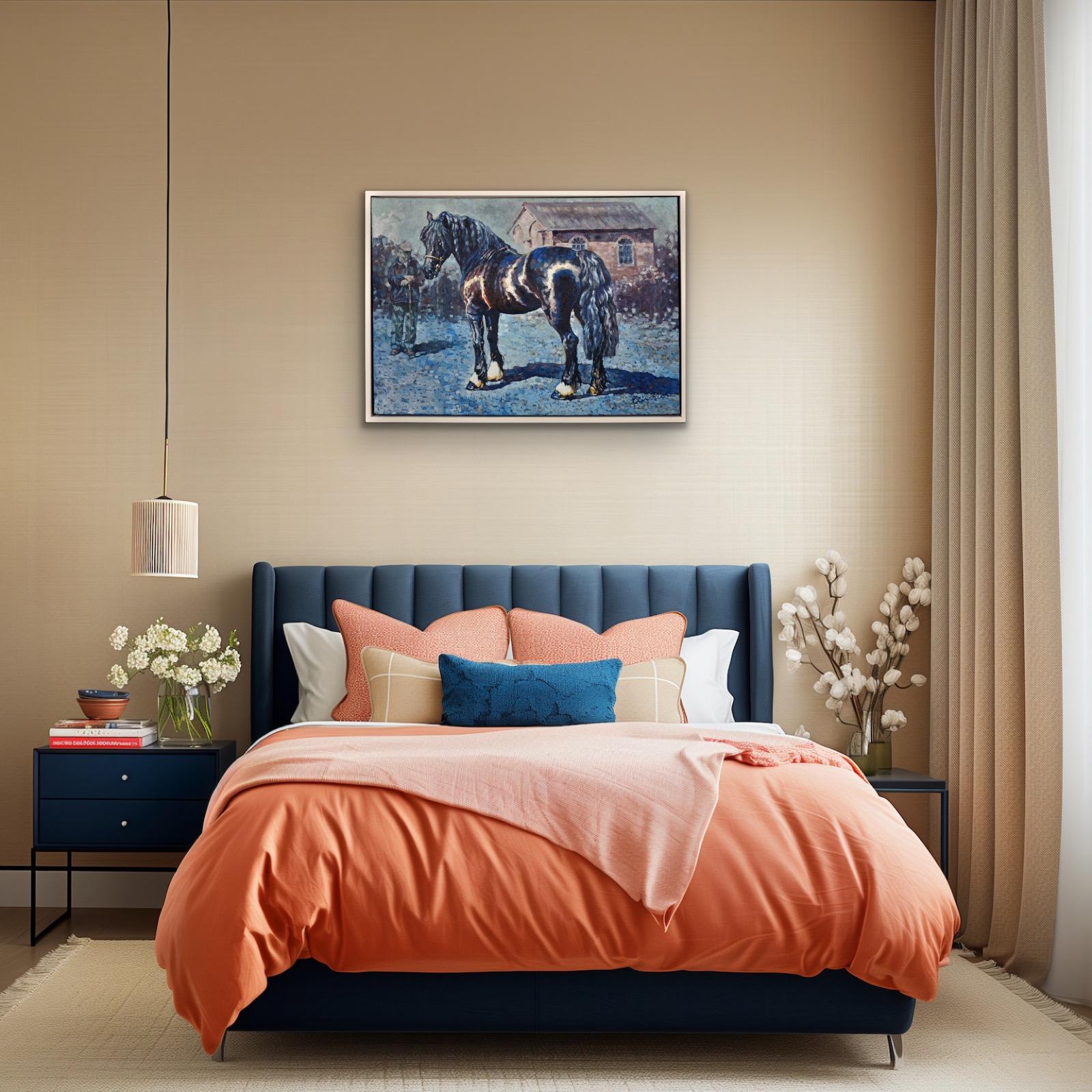 Fronarth Northern Star Welsh Cob Reitpferd Einheimische Rasse Ölgemälde im Angebot 13