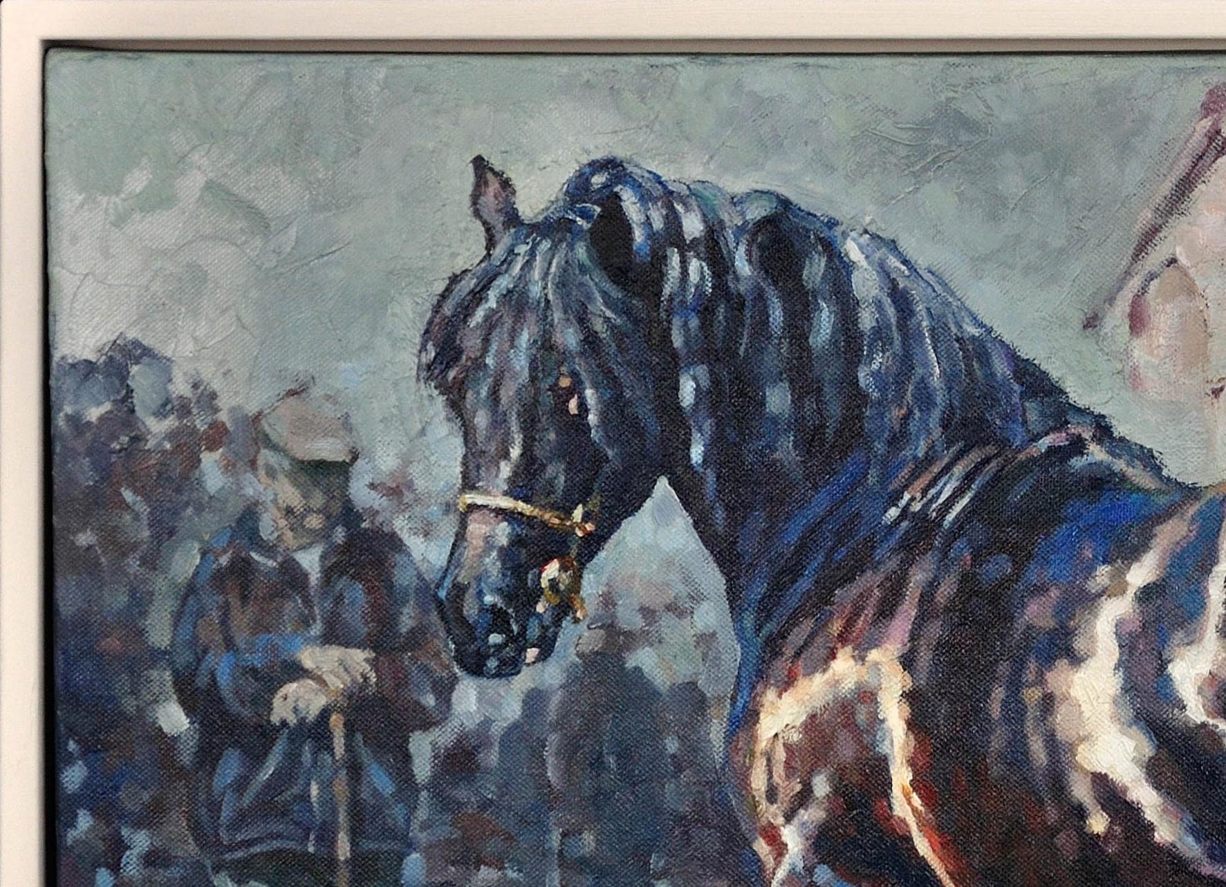 Fronarth Northern Star Welsh Cob Reitpferd Einheimische Rasse Ölgemälde im Angebot 15
