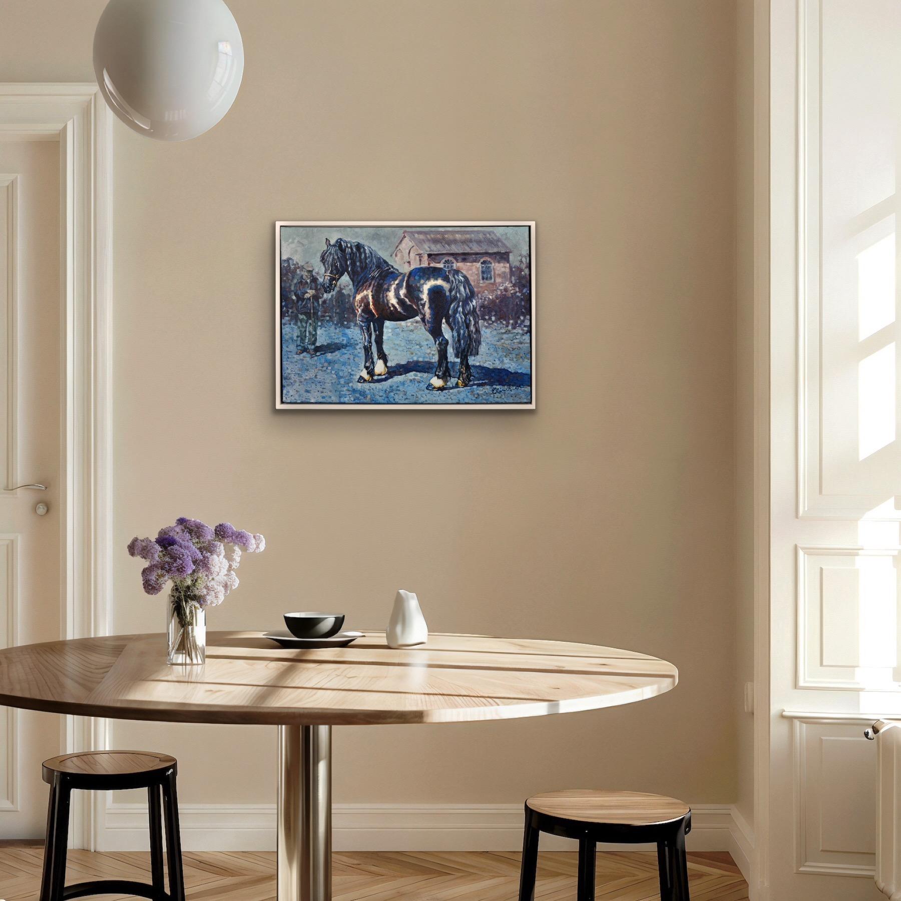 Fronarth Northern Star Welsh Cob Reitpferd Einheimische Rasse Ölgemälde im Angebot 3