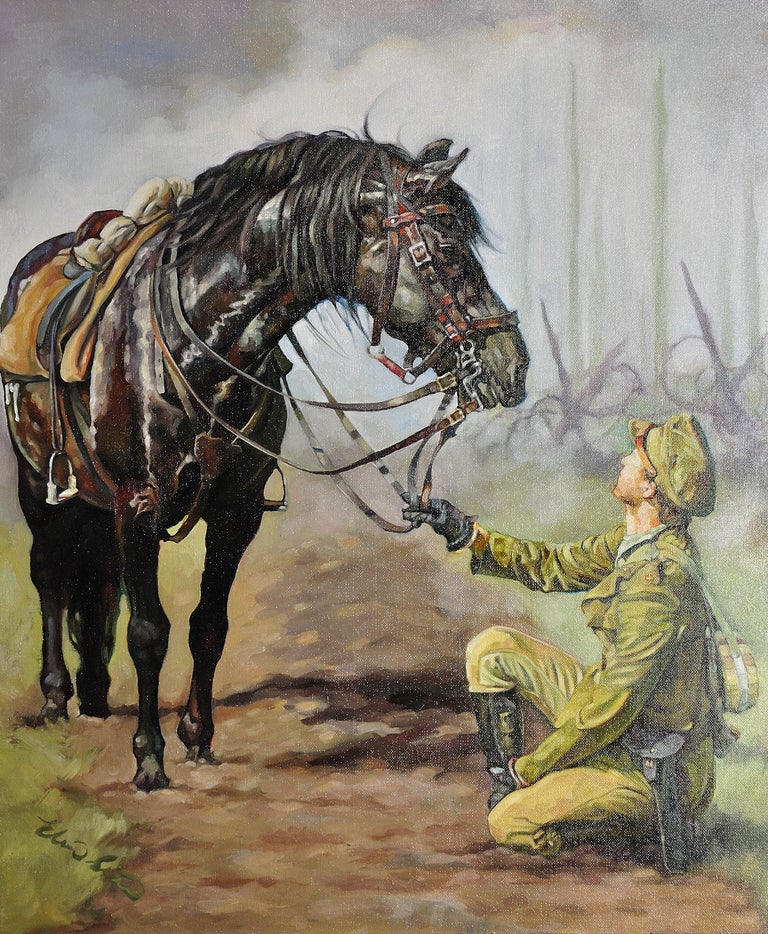 Elin Sian Blake Lest We Oil Painting War Horse.Great