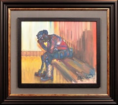 Hasta mañana Tan Yfory Valles mineros del sur de Gales Pintura al óleo original enmarcada