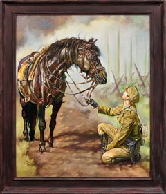 Retro War Horse. Lest We Forget. Great War WW1 Remembrance Tribute. Black Bay Horse.