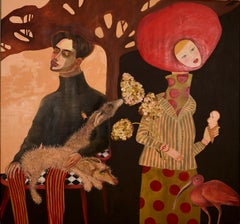 Cappuccetto Rosso e i lupi, Ritratto surrealista, Olio su tela