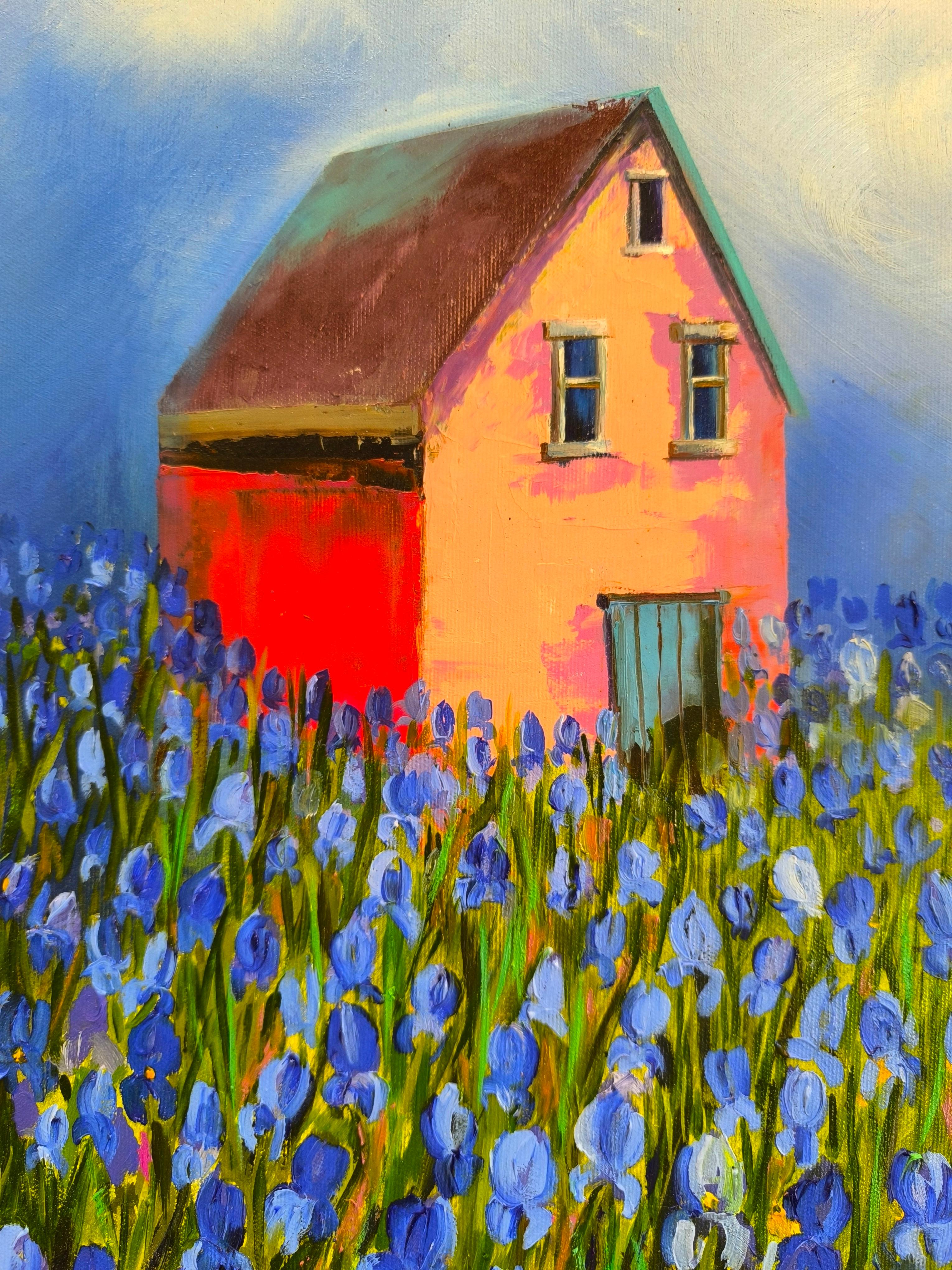 Il giardino blu di mia nonna - Painting di Elina Bilous