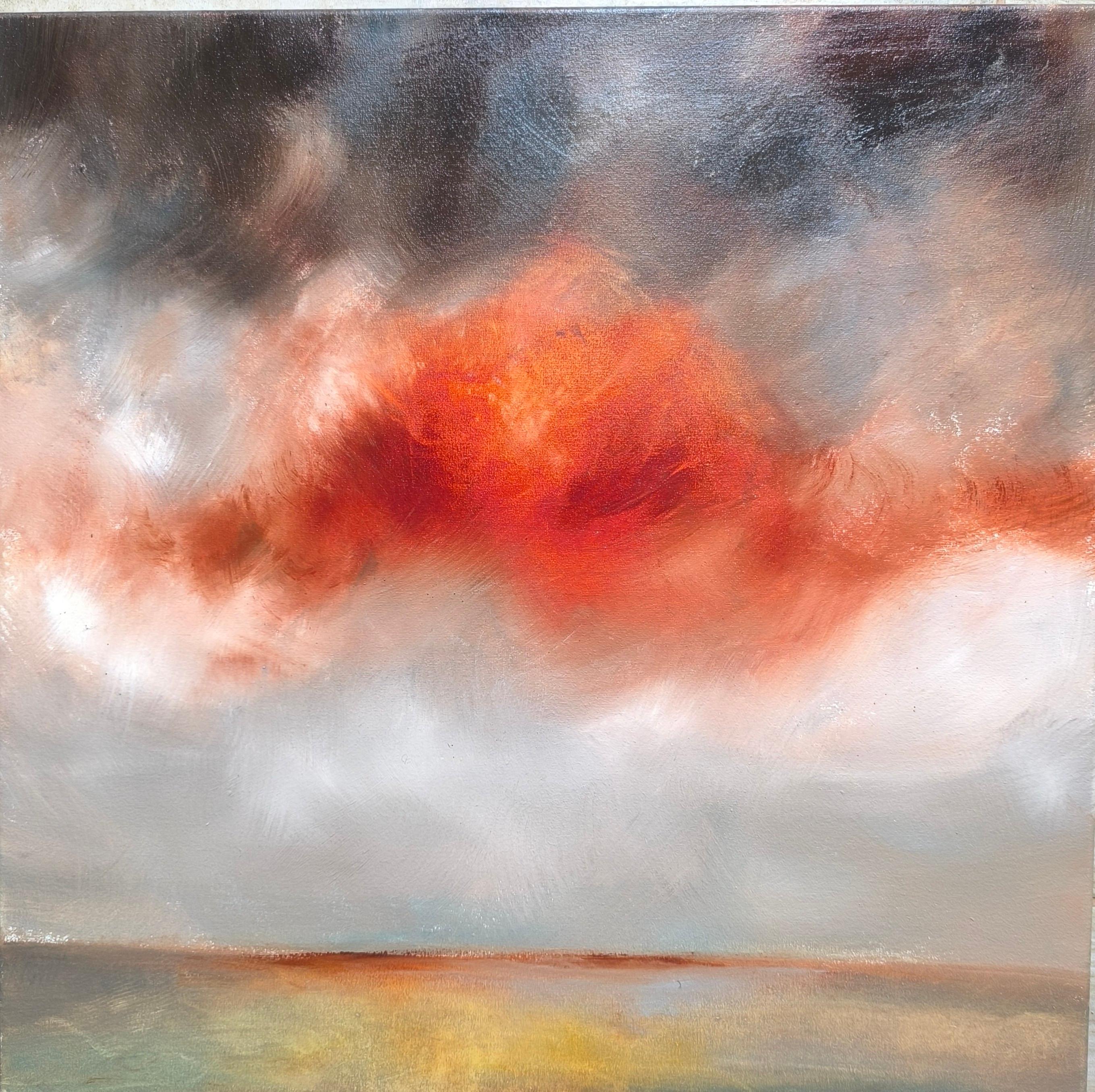 Elina Bilous Figurative Painting – The sky begins behind the clouds