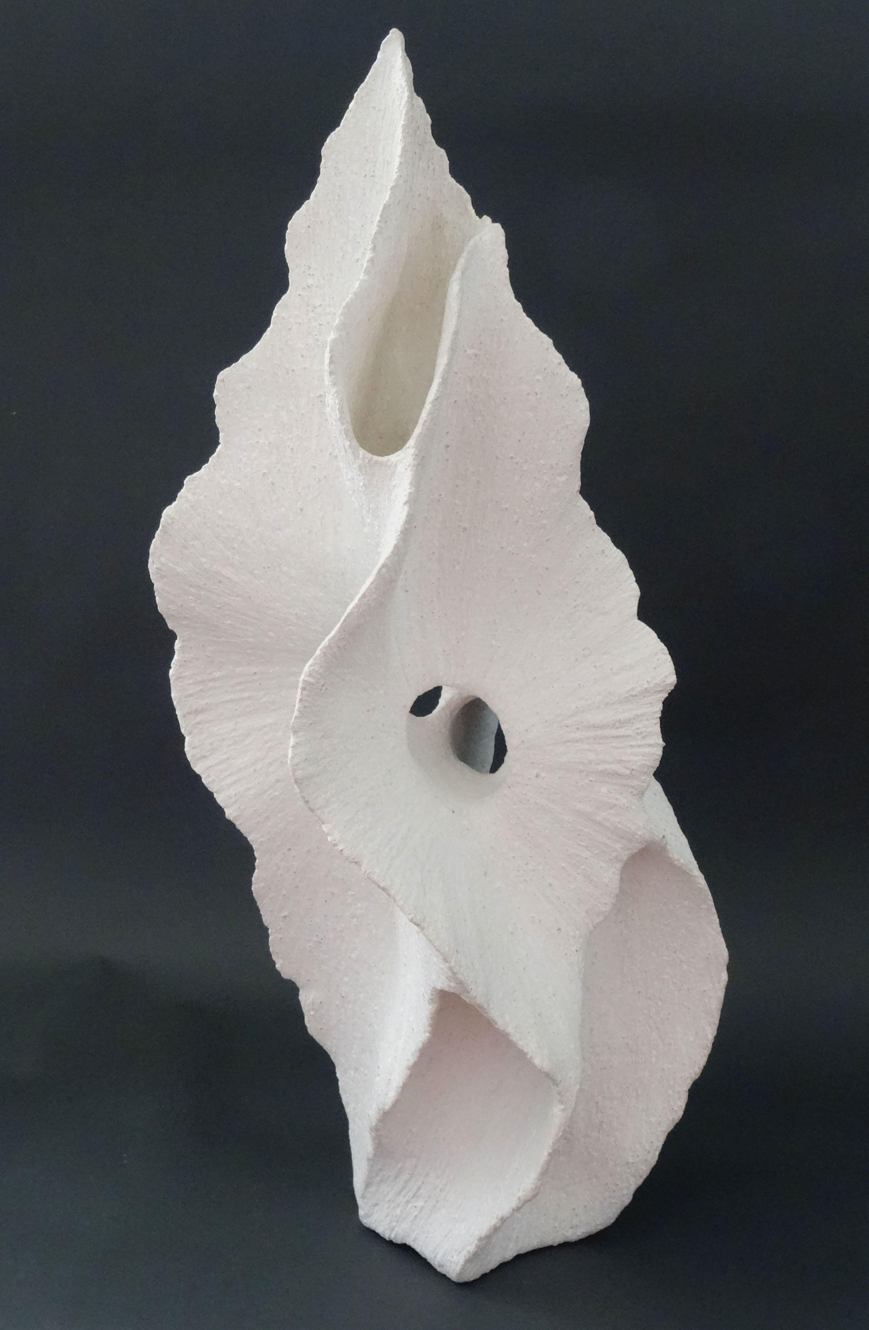 Elina Titane  Abstract Sculpture - Arise. Stone mass, porcelain, h 57 cm; W 21 cm; D 25 cm