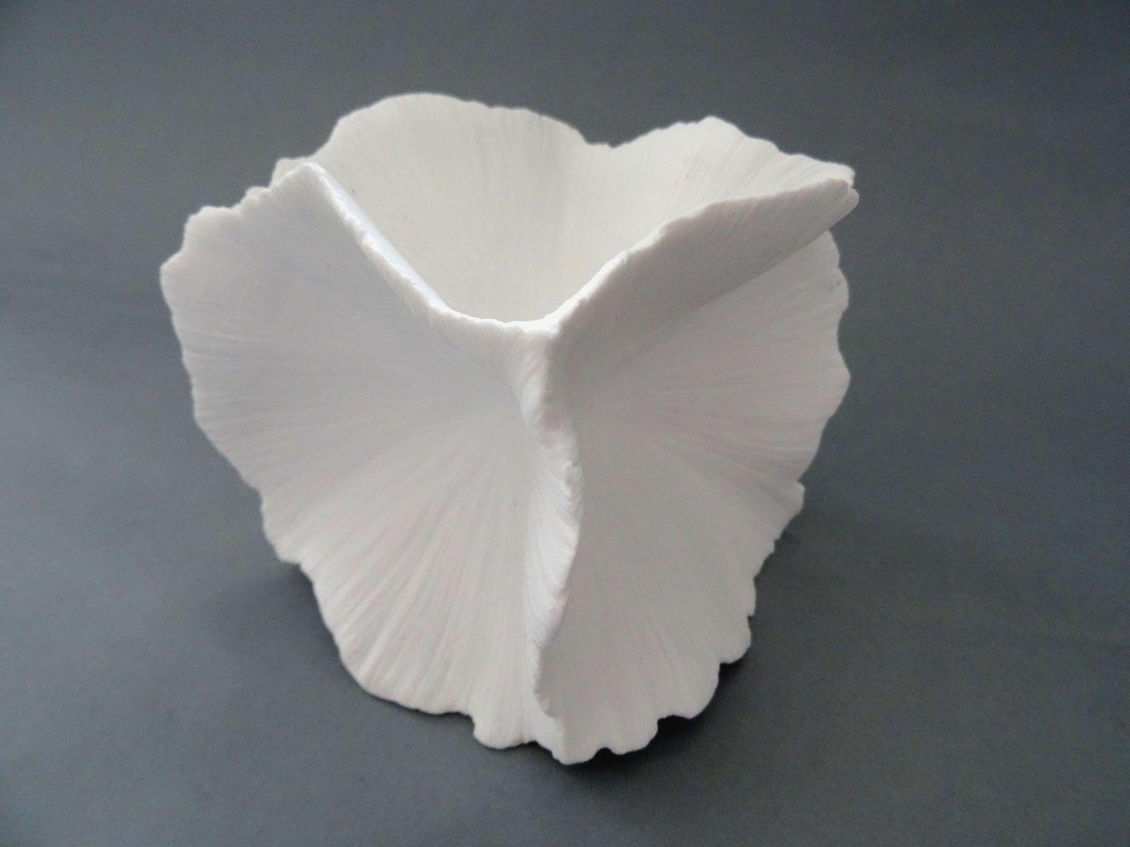 Elina Titane  Abstract Sculpture - Blooming. White porcelain decoration, size 11x11x11 cm