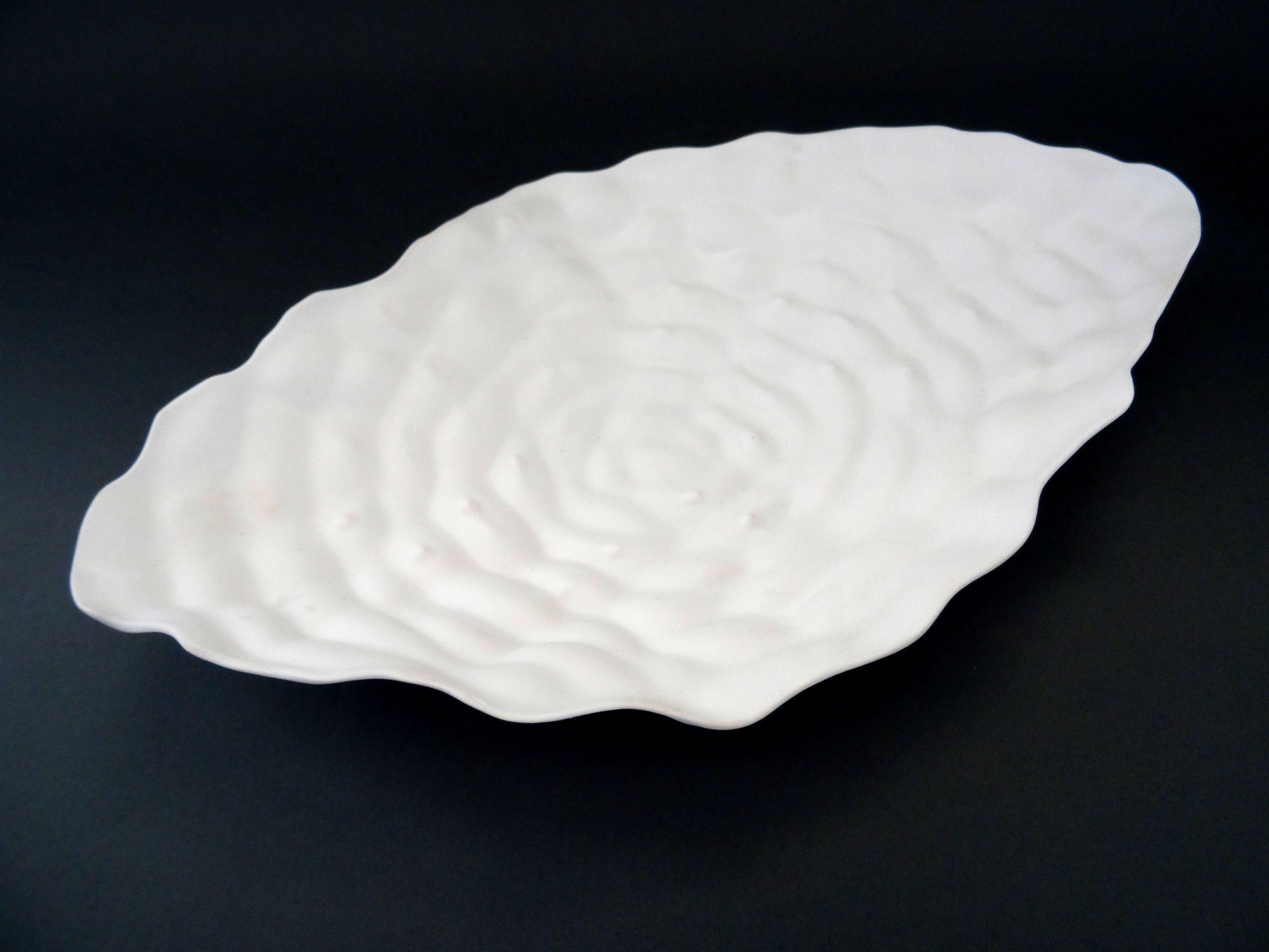 Elina Titane  Abstract Sculpture - Decorative plate "Interaction" porcelain h 5 cm; w 35 cm; d 21 cm