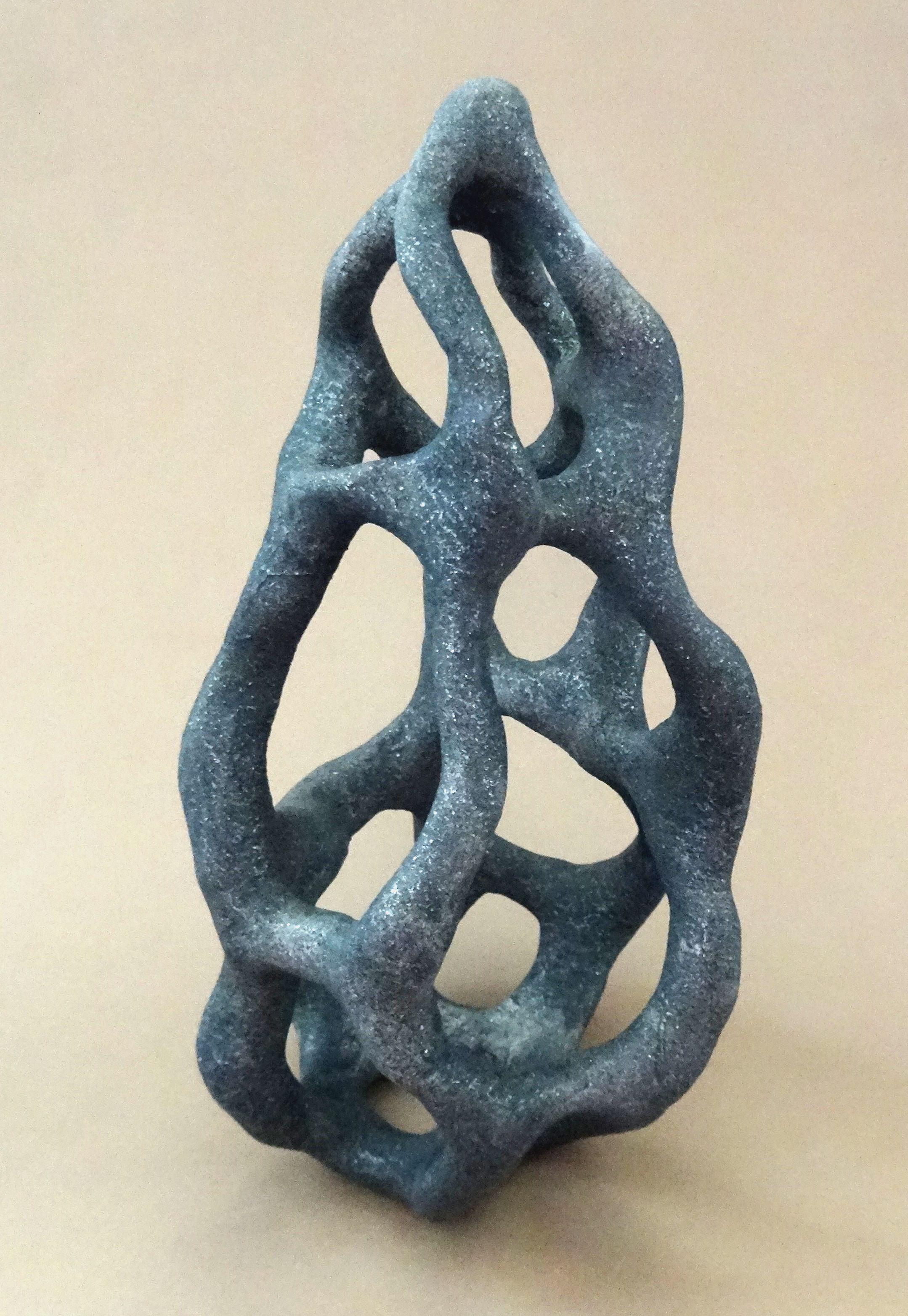 Elina Titane  Abstract Sculpture - Infinity loops. Stone mass h 21 cm; w 11 cm; d 11 cm
