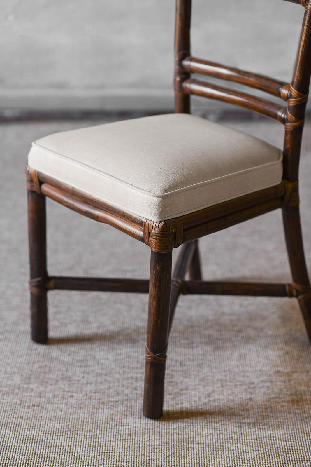 Brass Elinor And John Mcguire San Francisco 1970 set of 6 Rattan chairs