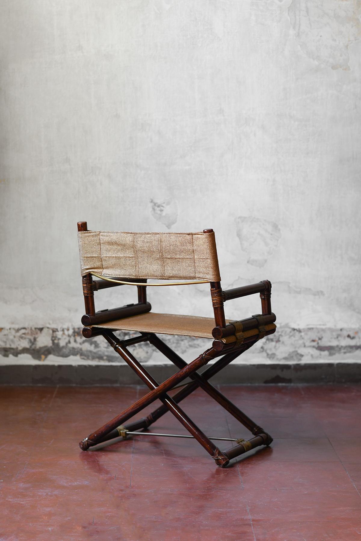 Elinor and John McGuire set for Lyda Levi: desk with bamboo director’s chair In Good Condition For Sale In Roma, RM