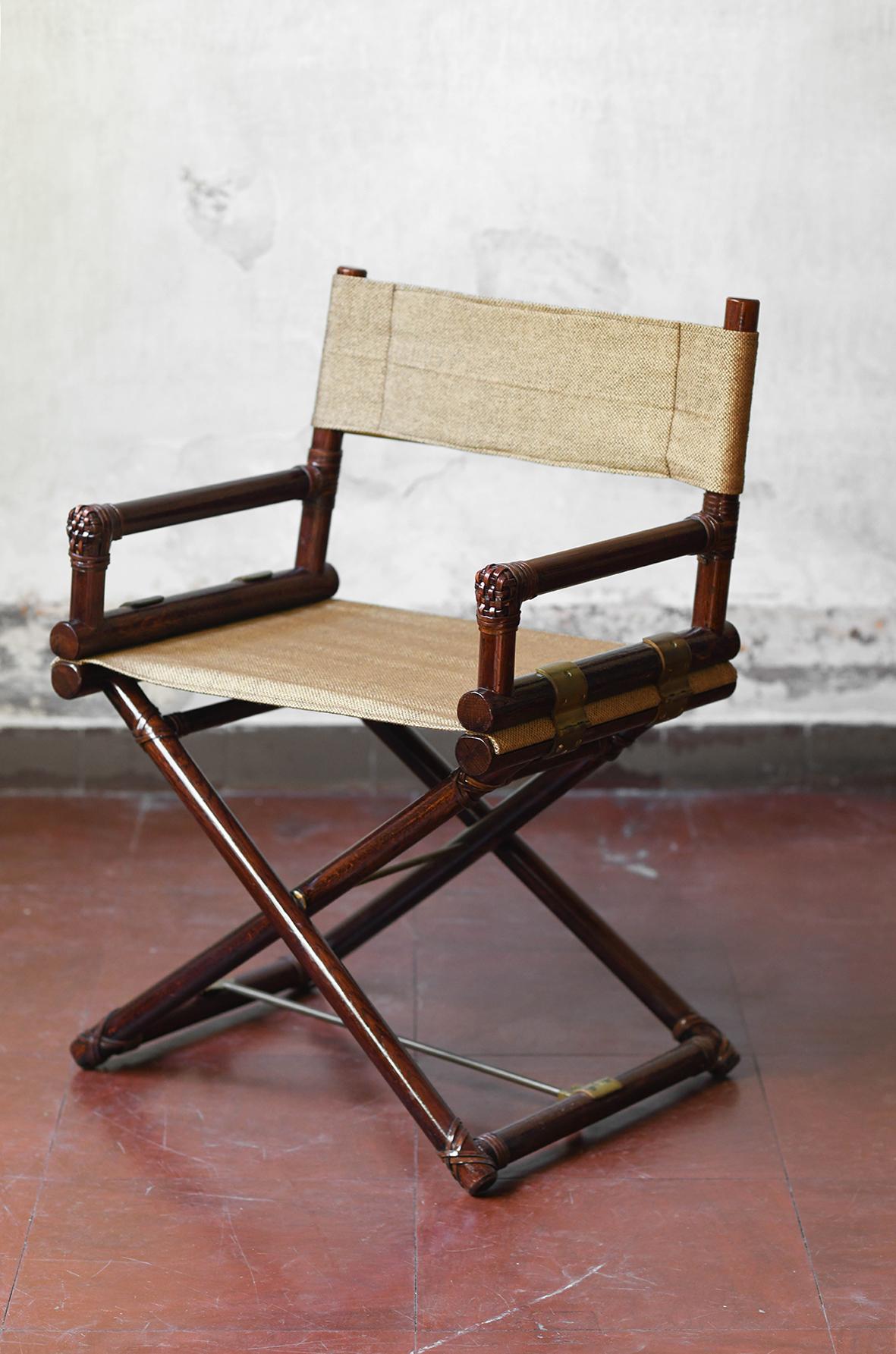Fin du 20e siècle John and John McGuire set pour Lyda Levi : bureau avec chaise de réalisateur en bambou en vente