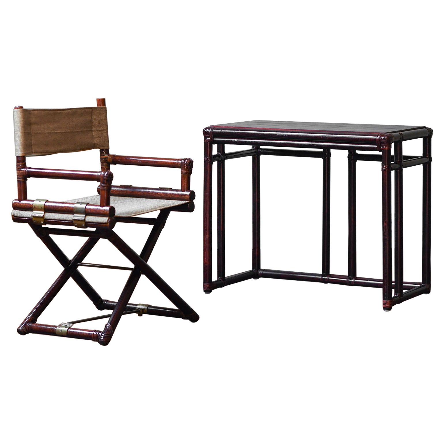 Elinor and John McGuire set for Lyda Levi: desk with bamboo director’s chair