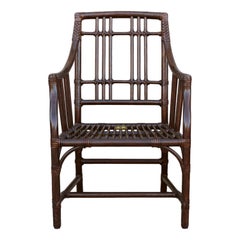 Elinor McGuire Balboa Rattan Arm Chairs or Dining Chairs, a Pair