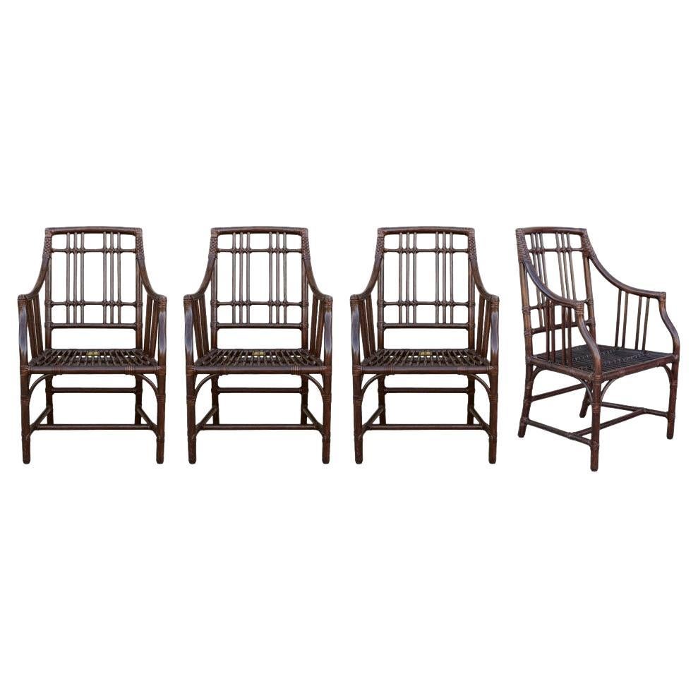 Elinor McGuire Balboa Rattan Arm Chairs or Dining Chairs, a Set of 4 12