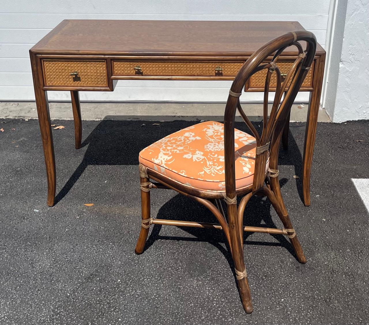 Fabulous McGuire caned writing desk. Measures: 48