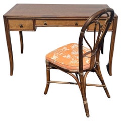Elinor McGuire Caned Three Drawer Desk Desk with Chair