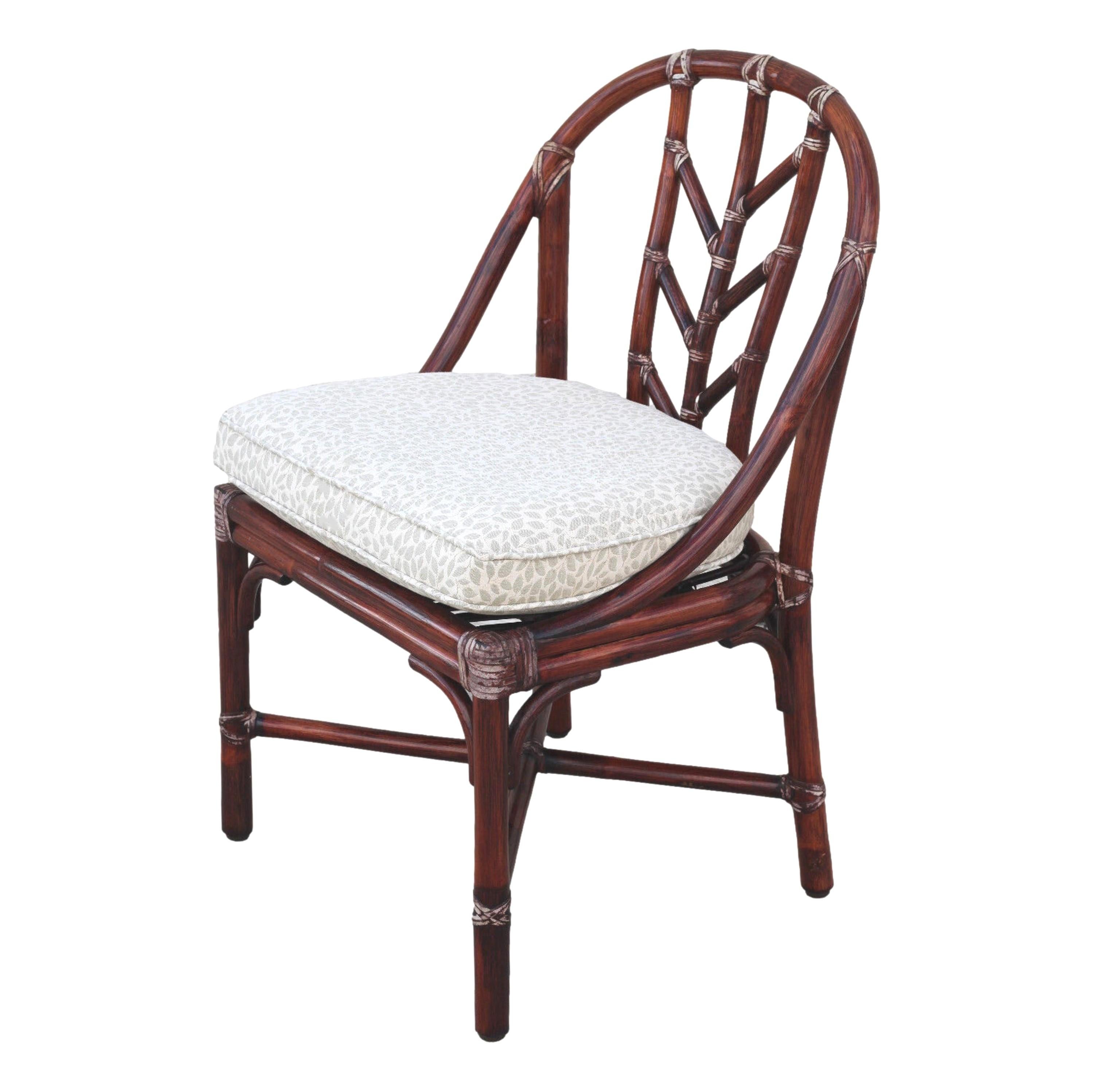 American Elinor McGuire for McGuire San Francisco Rattan Dining Chairs, a Pair For Sale