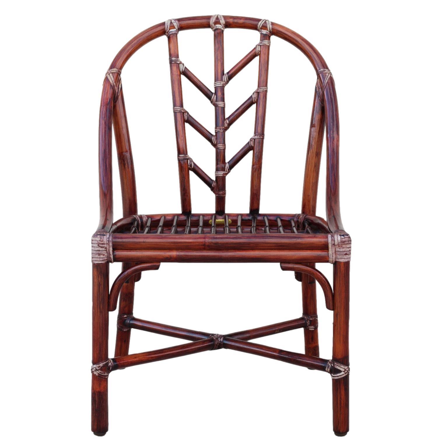 Hand-Crafted Elinor McGuire for McGuire San Francisco Rattan Dining Chairs, a Pair For Sale