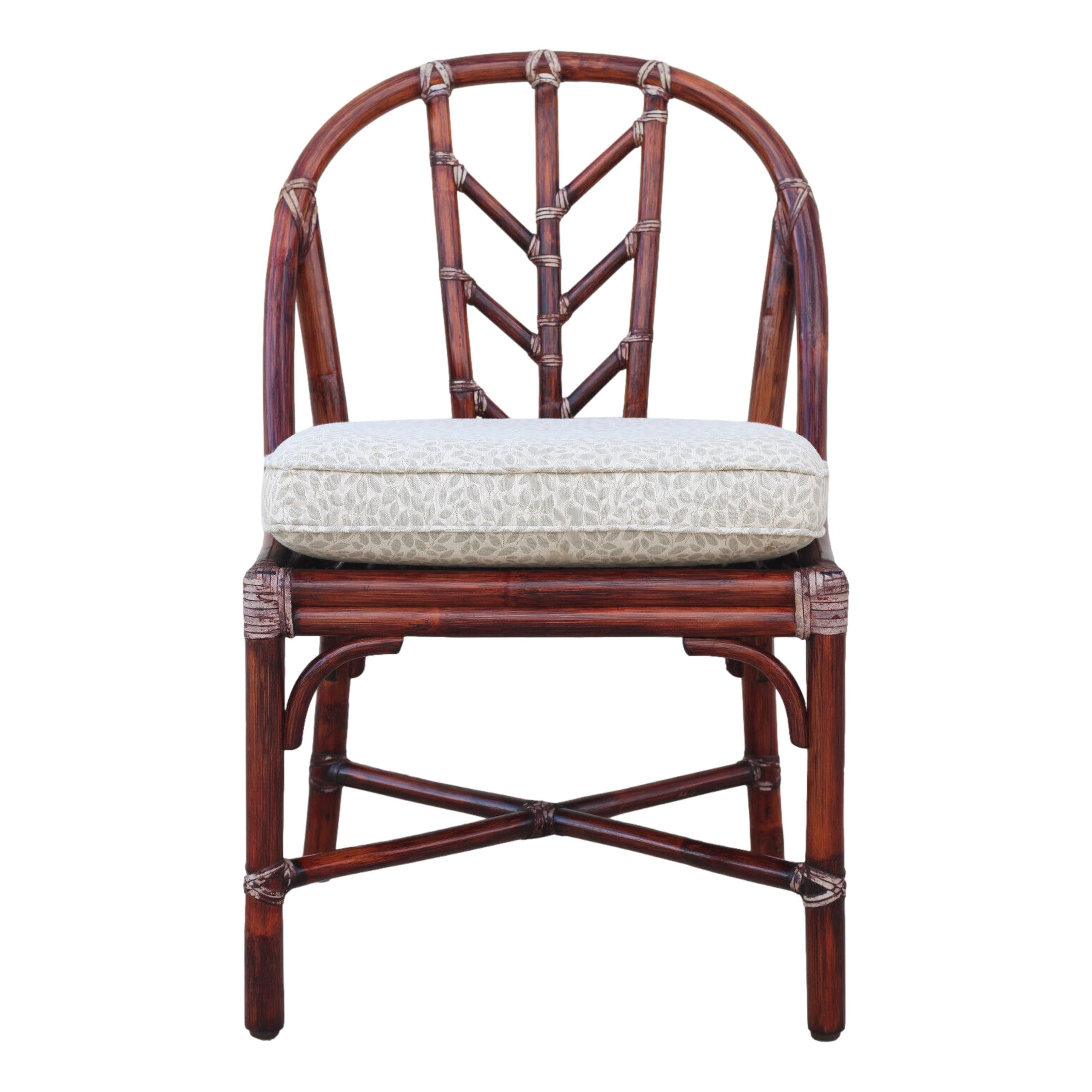 Elinor McGuire for McGuire San Francisco Rattan Dining Chairs, a Pair In Good Condition For Sale In Vero Beach, FL