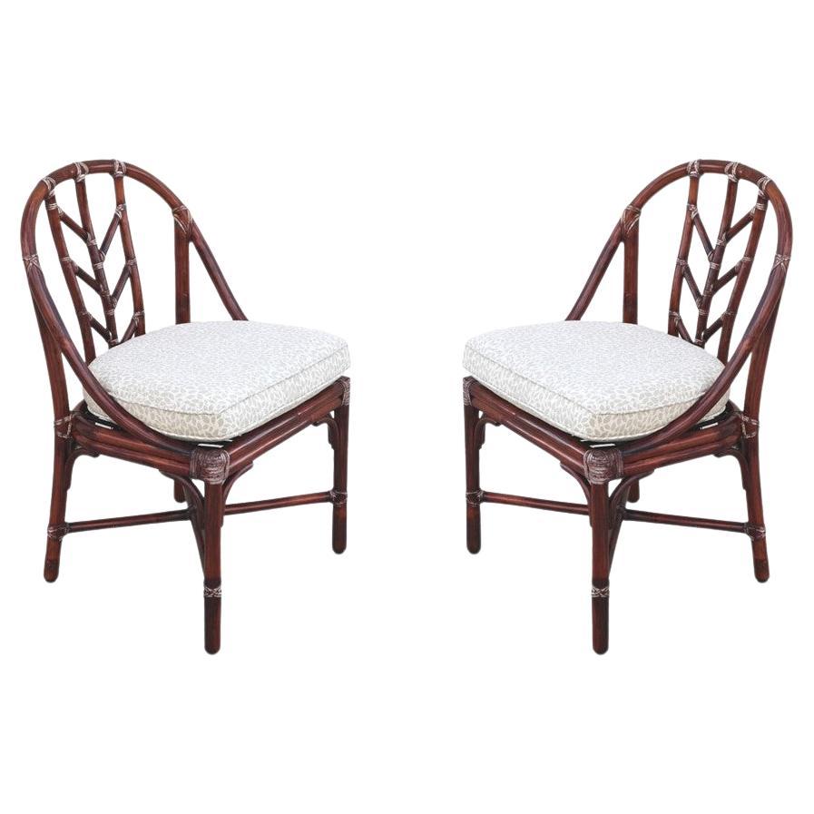 Elinor McGuire for McGuire San Francisco Rattan Dining Chairs, a Pair