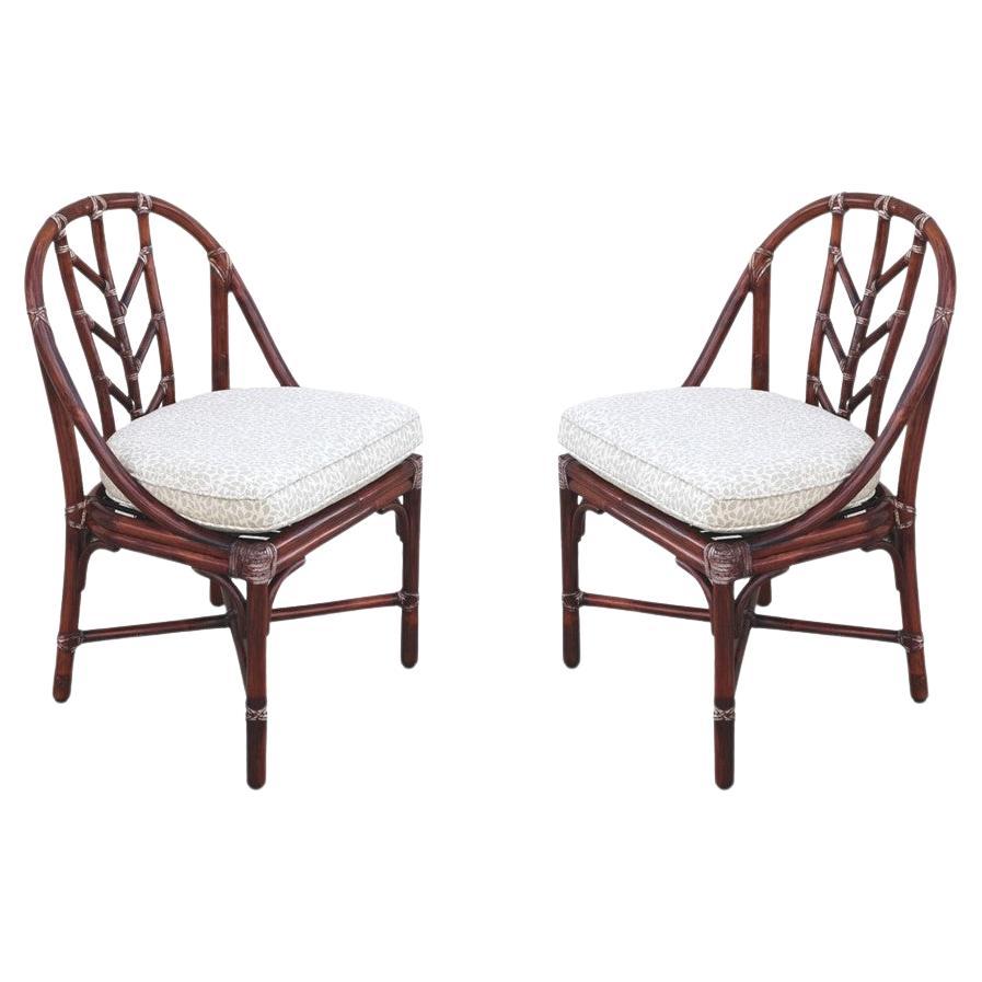 Elinor McGuire for McGuire San Francisco Rattan Dining Chairs, a Pair