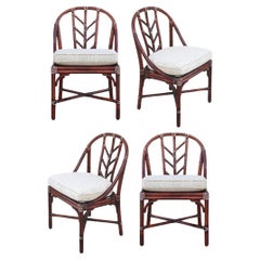 Elinor McGuire for McGuire San Francisco Rattan Dining Chairs, a Set of 4