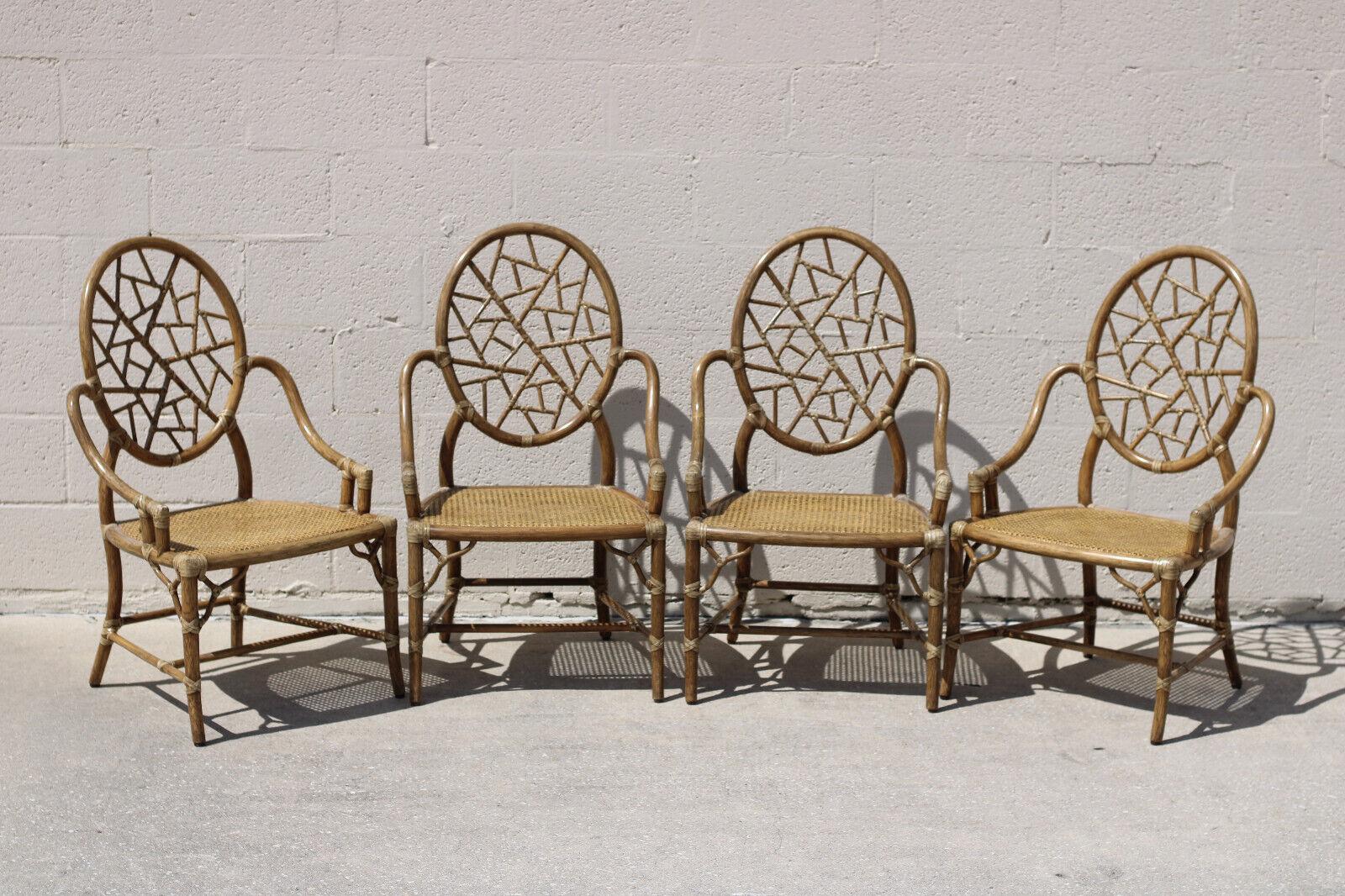 Elinor McGuire Iconic Cracked Ice Dining Chairs, a Set of 4, with McGuire Label In Good Condition For Sale In Vero Beach, FL