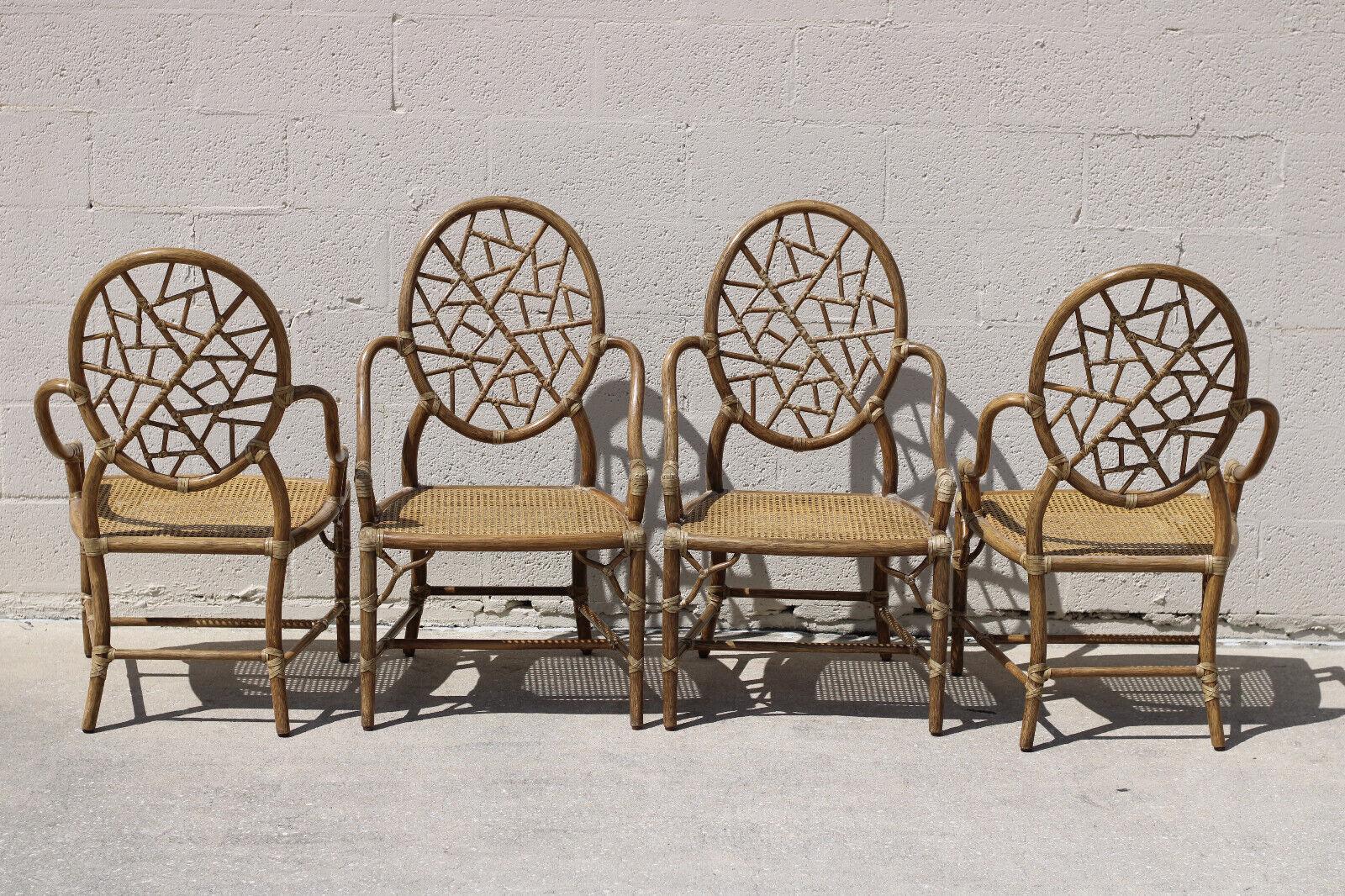 20ième siècle Elinor McGuire Iconic Cracked Ice Dining Chairs, a Set of 4, with McGuire Label en vente
