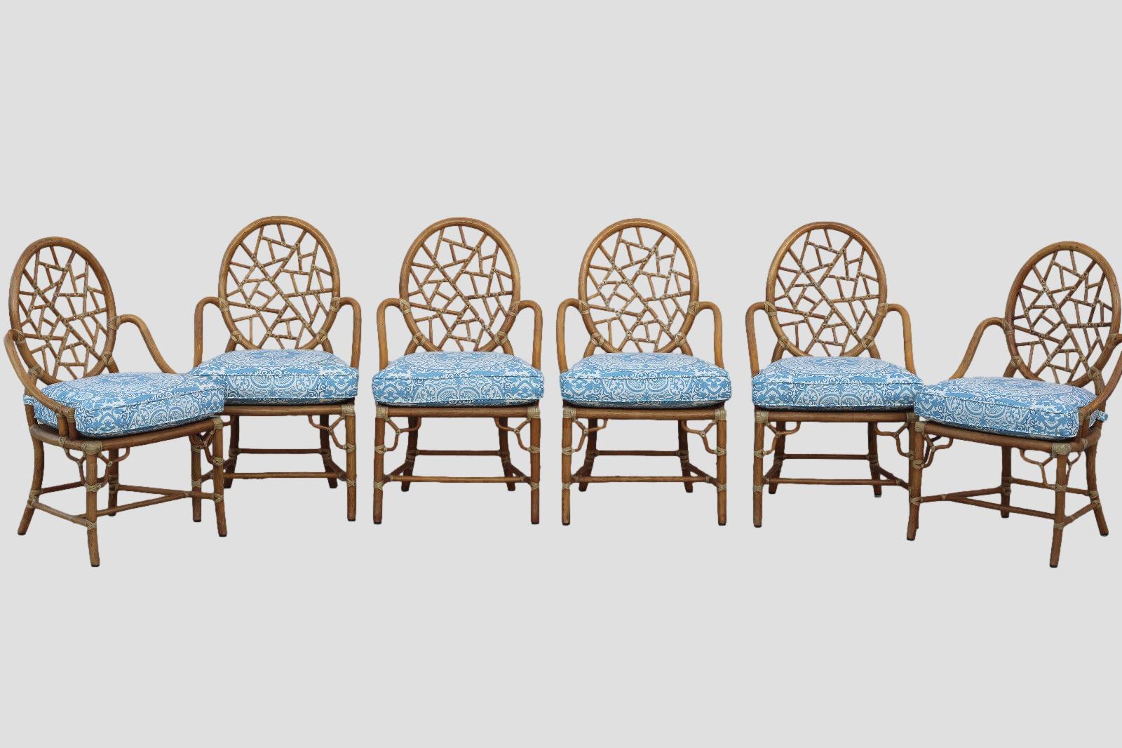 American Elinor McGuire Iconic Cracked Ice Dining Chairs, a Set of 6 For Sale
