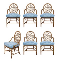 Vintage Elinor McGuire Iconic Cracked Ice Dining Chairs, a Set of 6, with McGuire Label