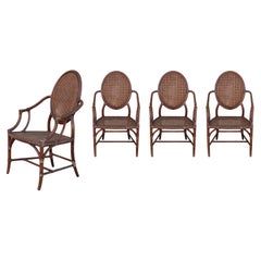Elinor McGuire Rattan-Schilfrohr-Esszimmerstühle mit ovaler Rückenlehne, Viererset
